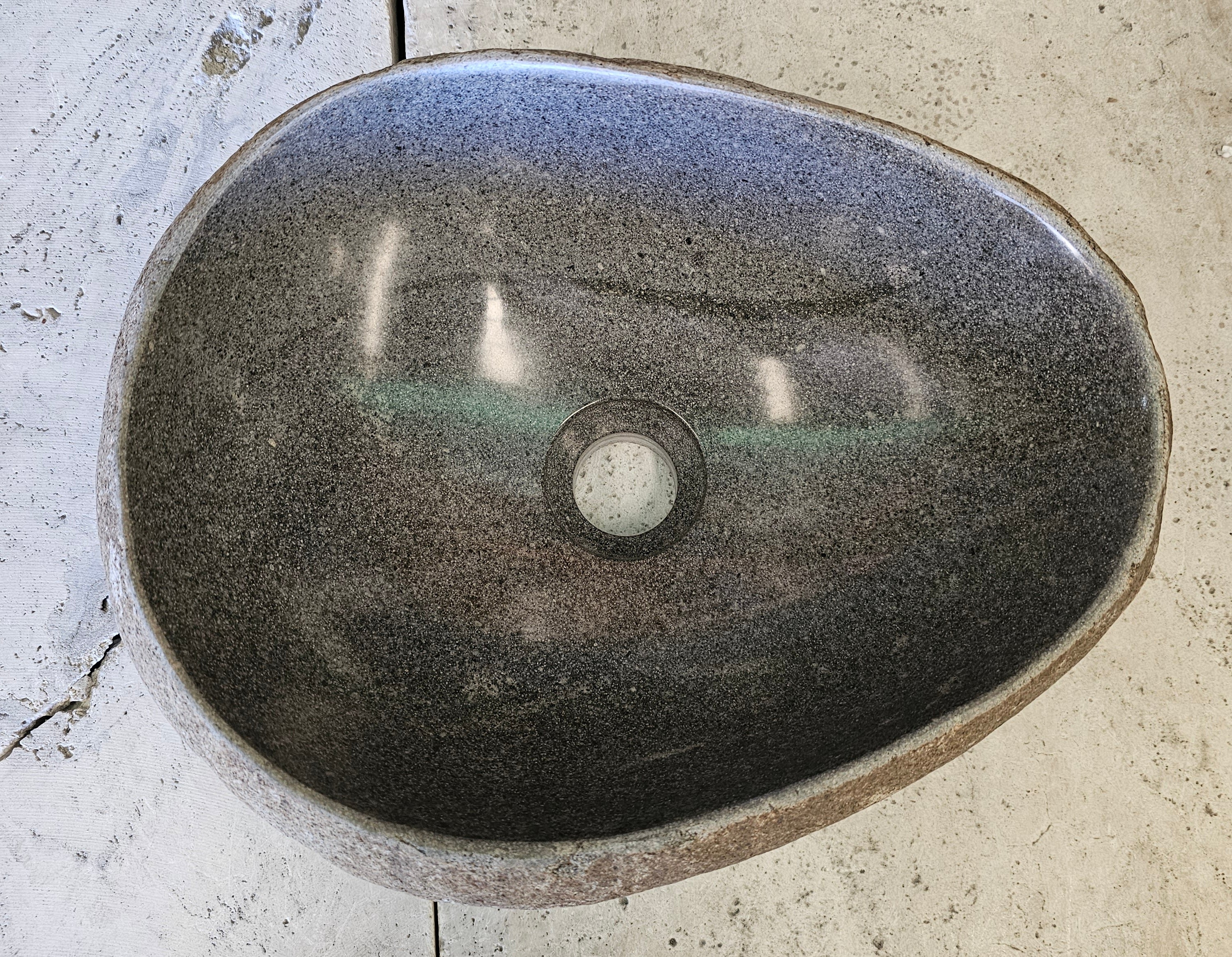Handmade Natural Oval River Stone  Bathroom Basin  RVS 2409016