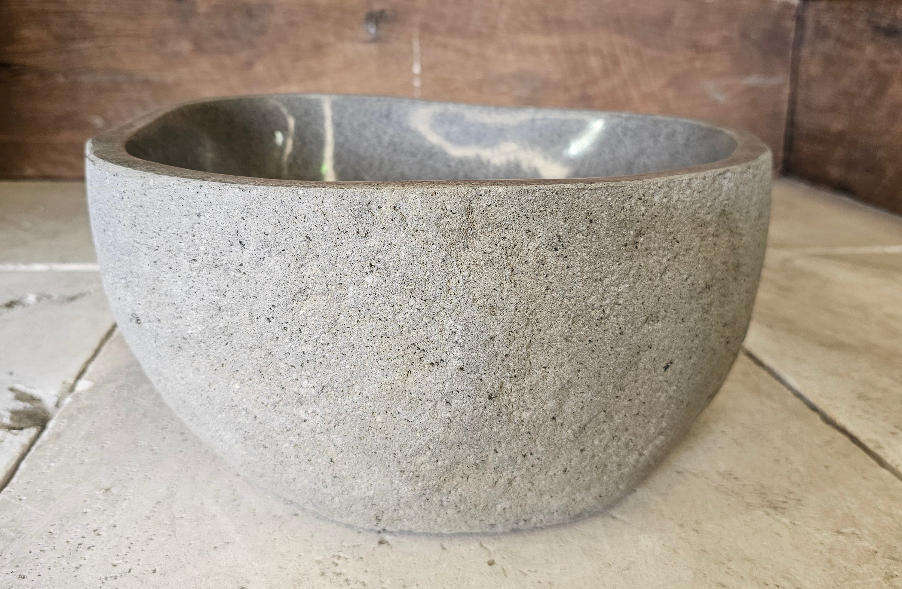 Handmade Natural Oval River Stone  Bathroom Basin  RS 2409150