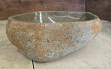 Handmade Natural Oval River Stone  Bathroom Basin  RS 24091084