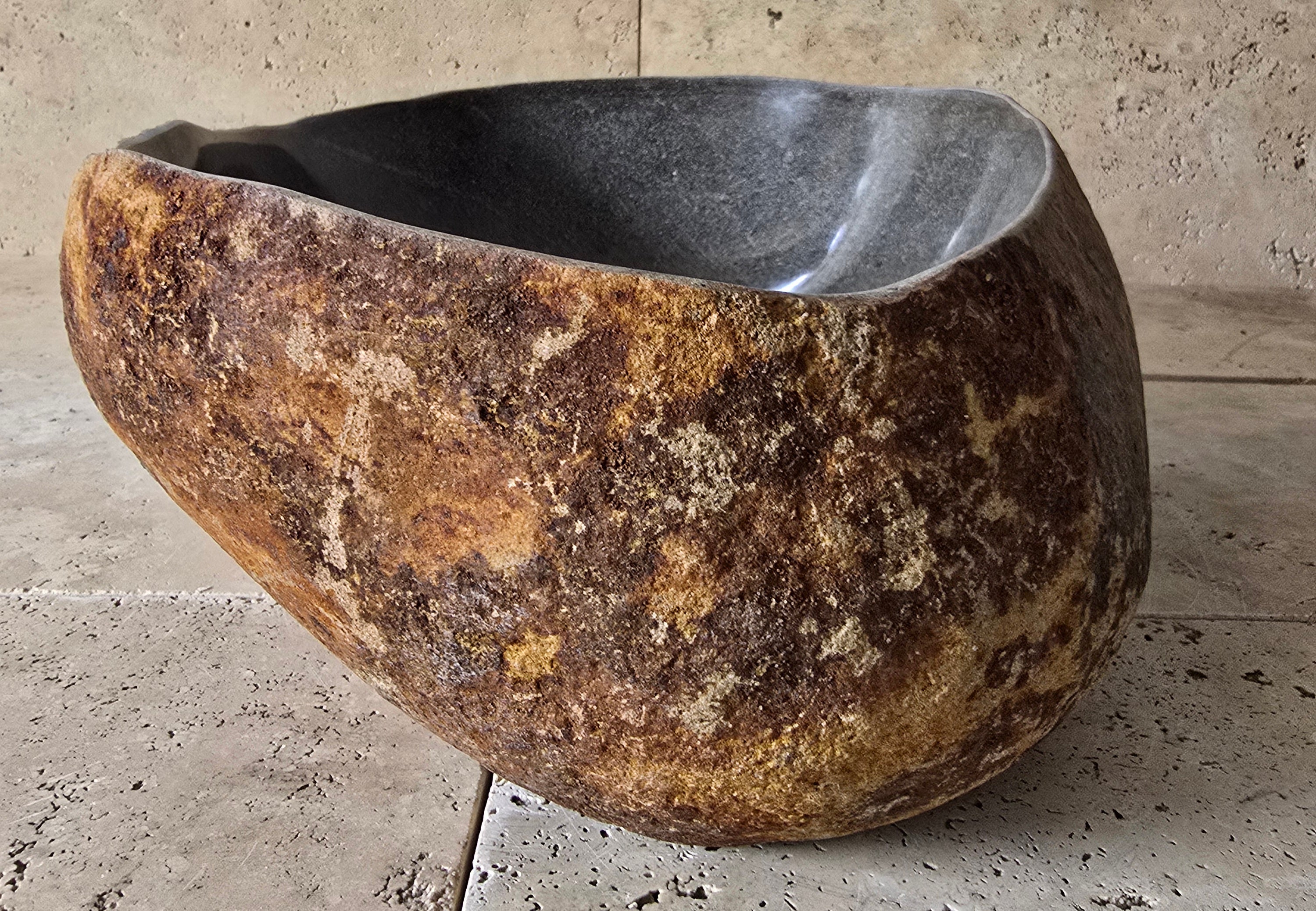 Handmade Natural Oval River Stone  Bathroom Basin  RVM 2409020