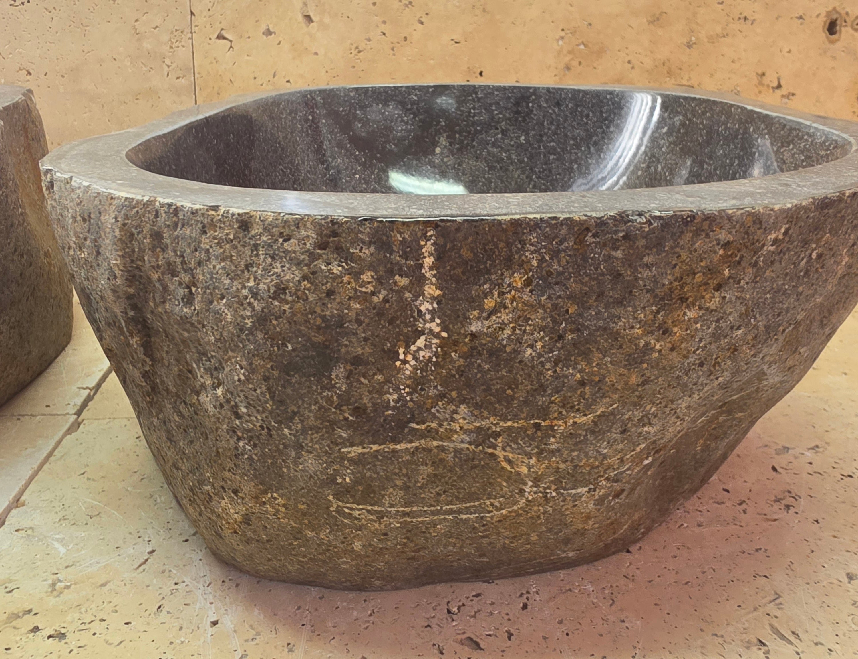 Handmade Natural Oval River Stone  Bathroom Basin TWIN SETS A & B RM 25072030