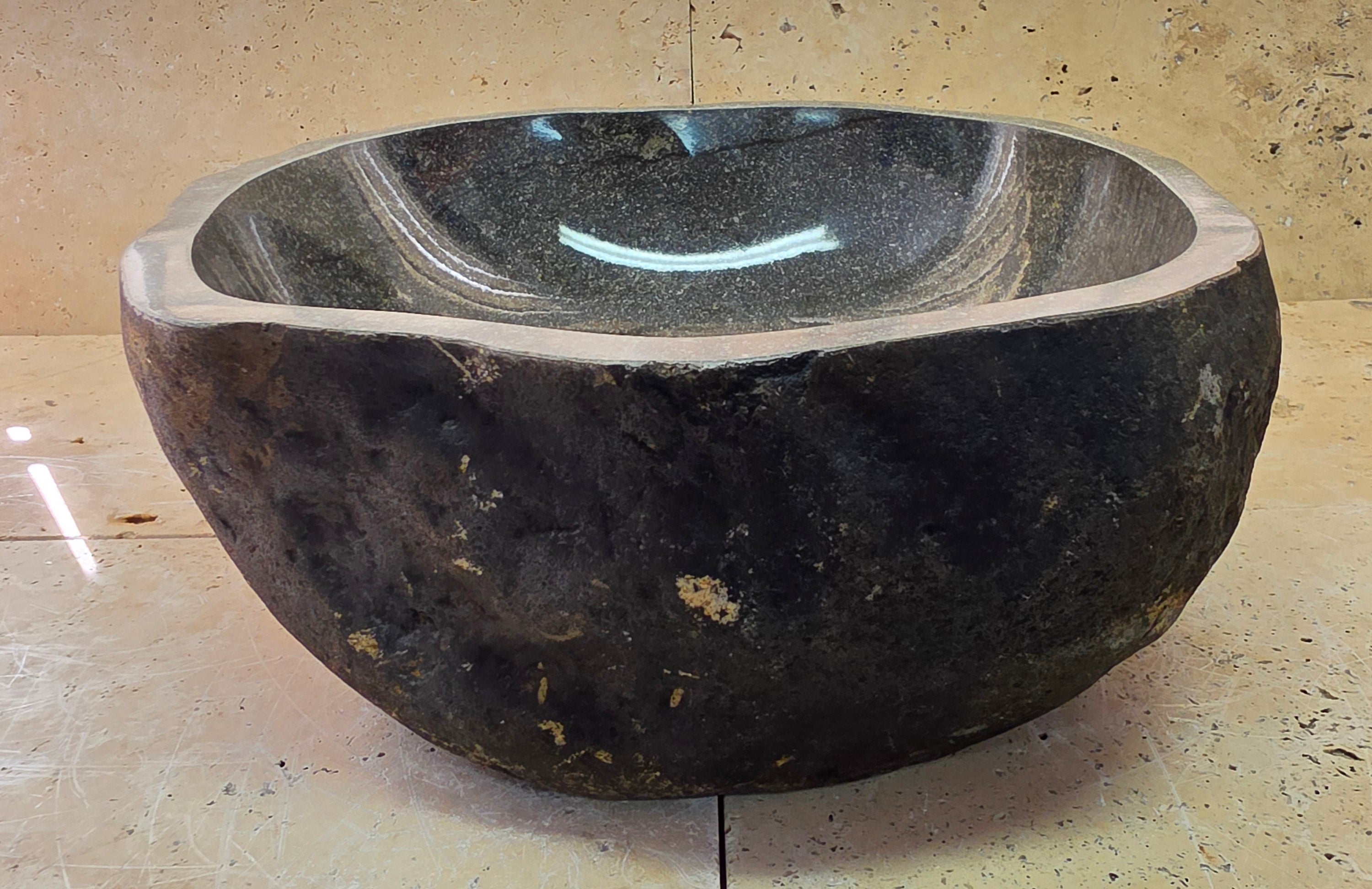 Handmade Natural Oval River Stone  Bathroom Basin  RM 25072059