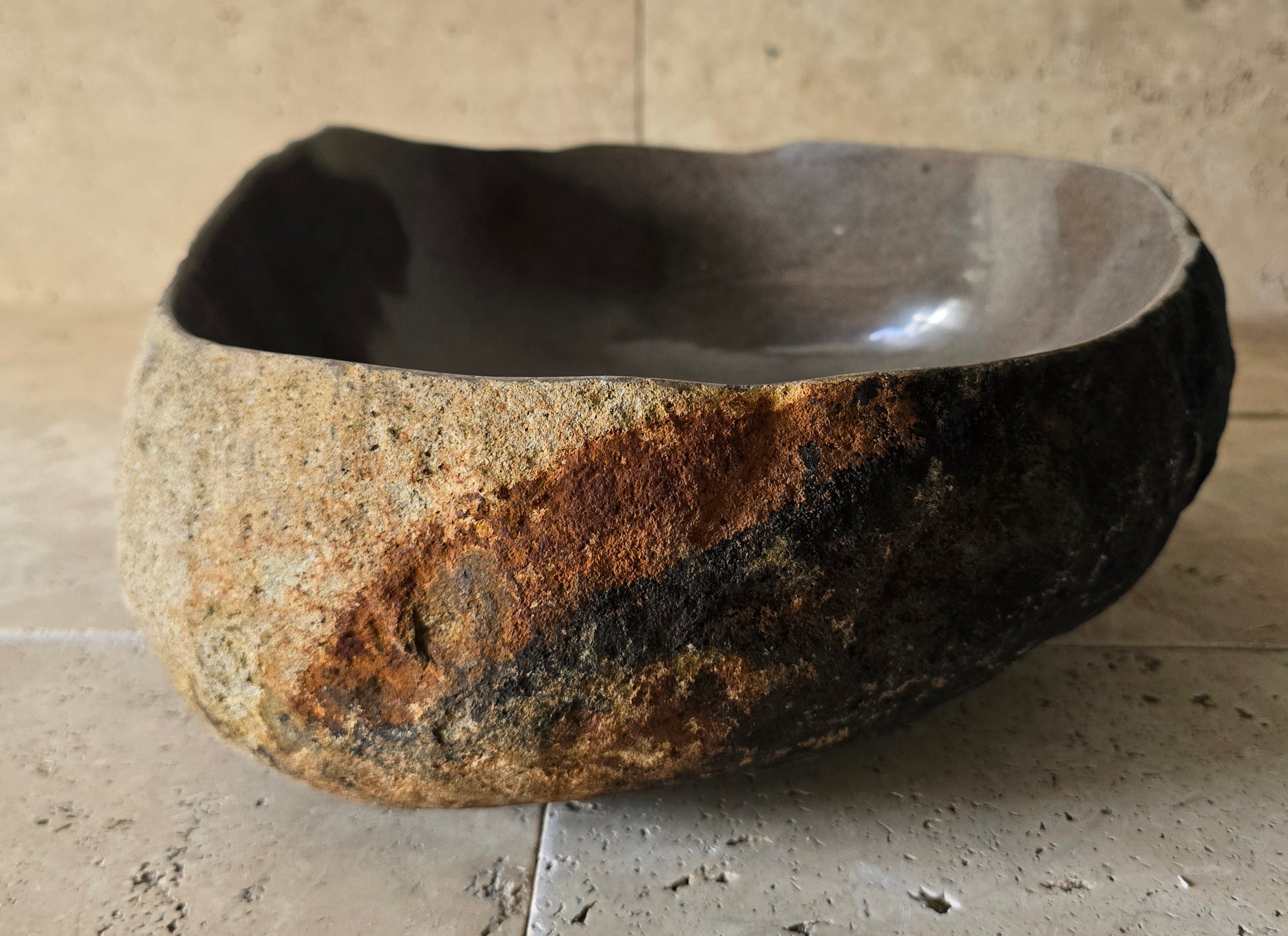 Handmade Natural Oval River Stone  Bathroom Basin  RVM 2409023