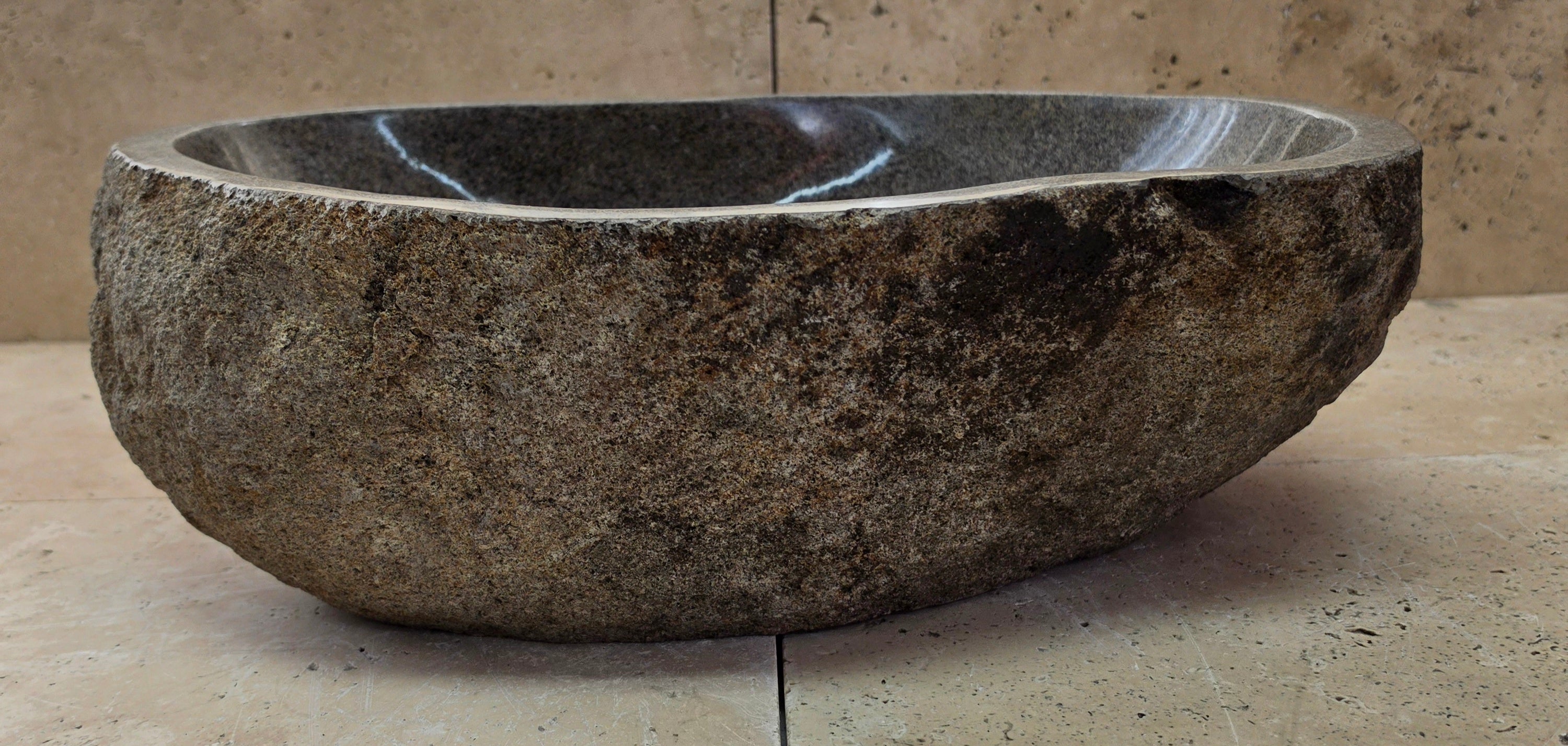 Handmade Natural Oval River Stone  Bathroom Basin  RM 25072016