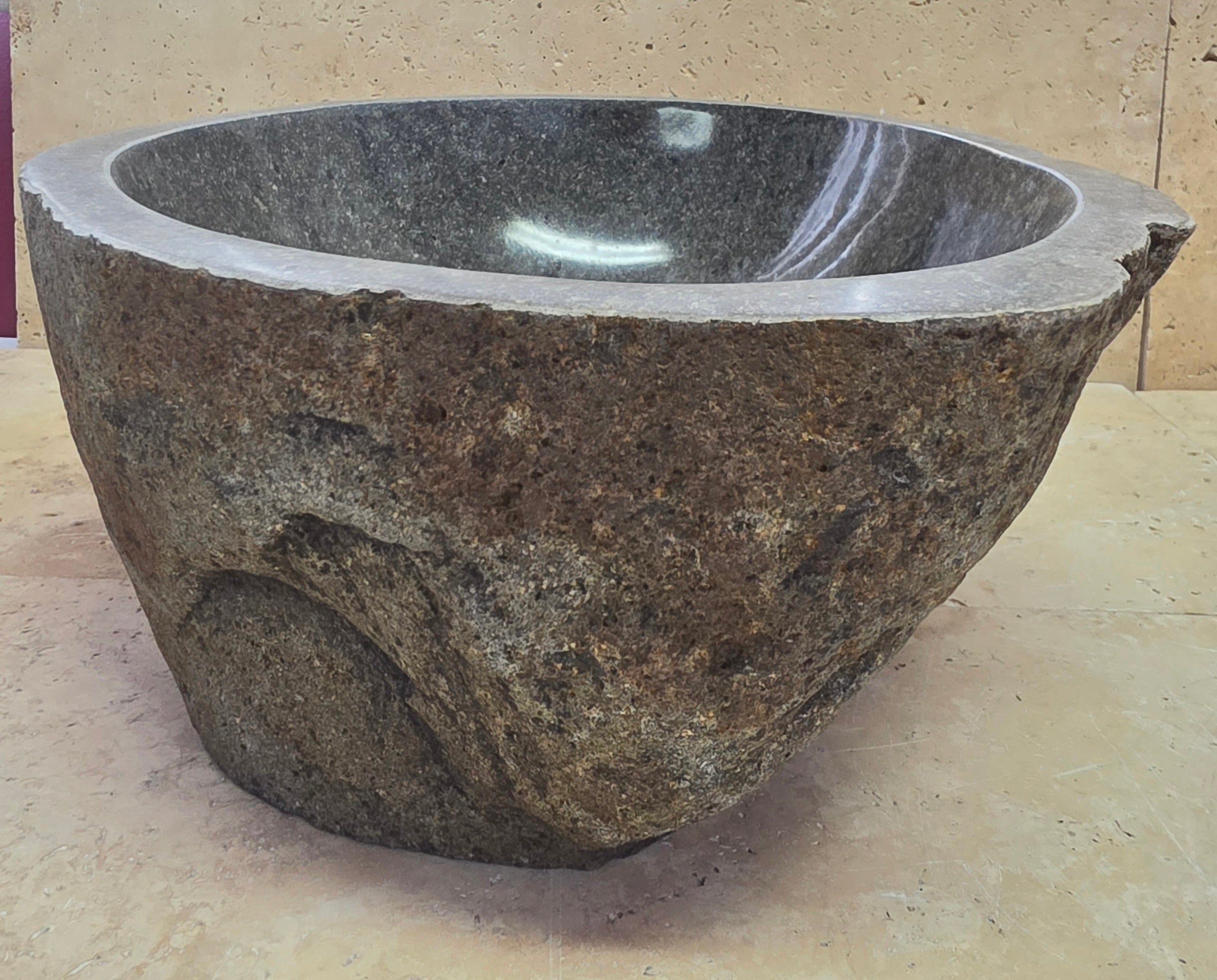 Handmade Natural Oval River Stone  Bathroom Basin TWIN SETS A & B RS 25072018
