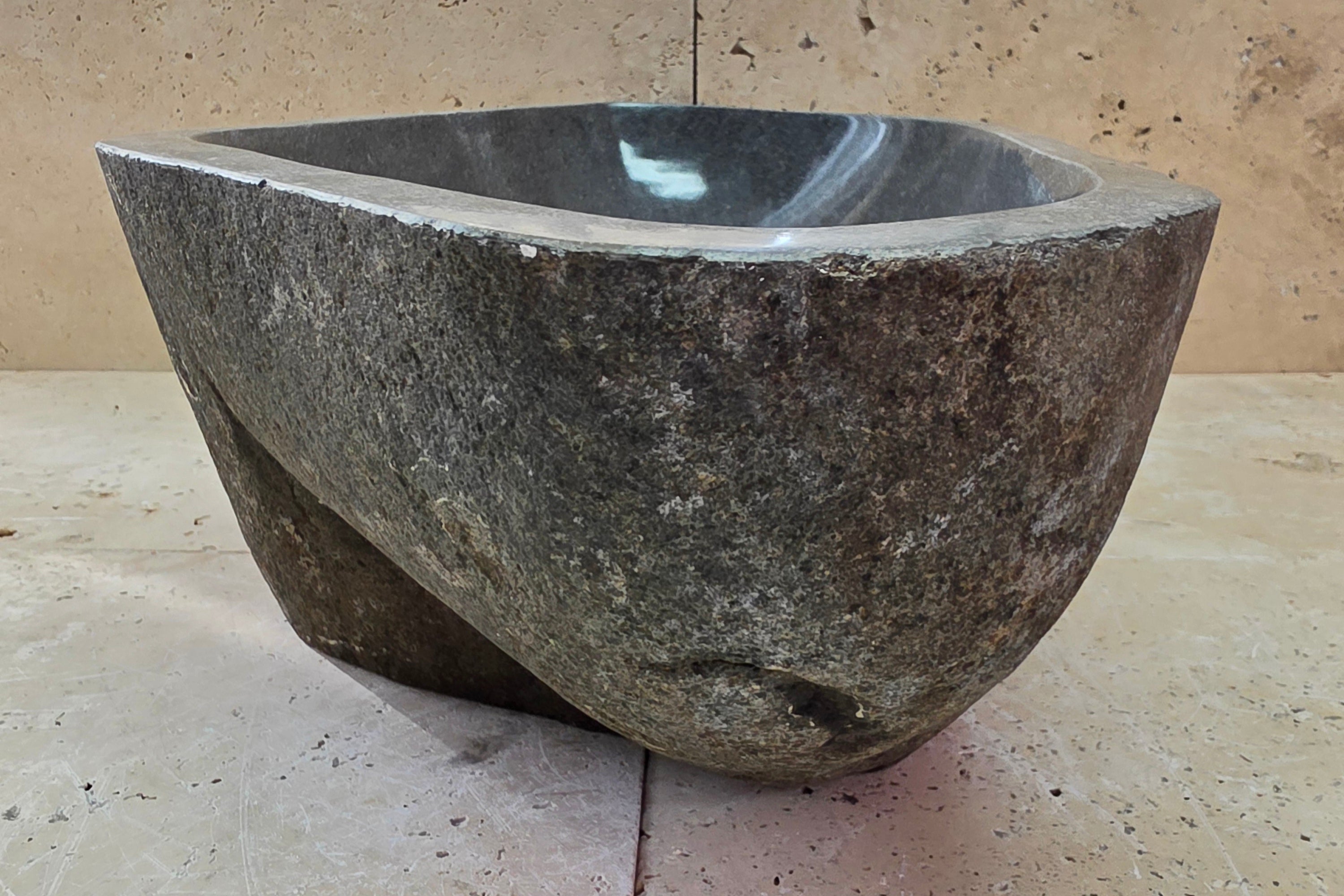 Handmade Natural Oval River Stone  Bathroom Basin  RL 25072026