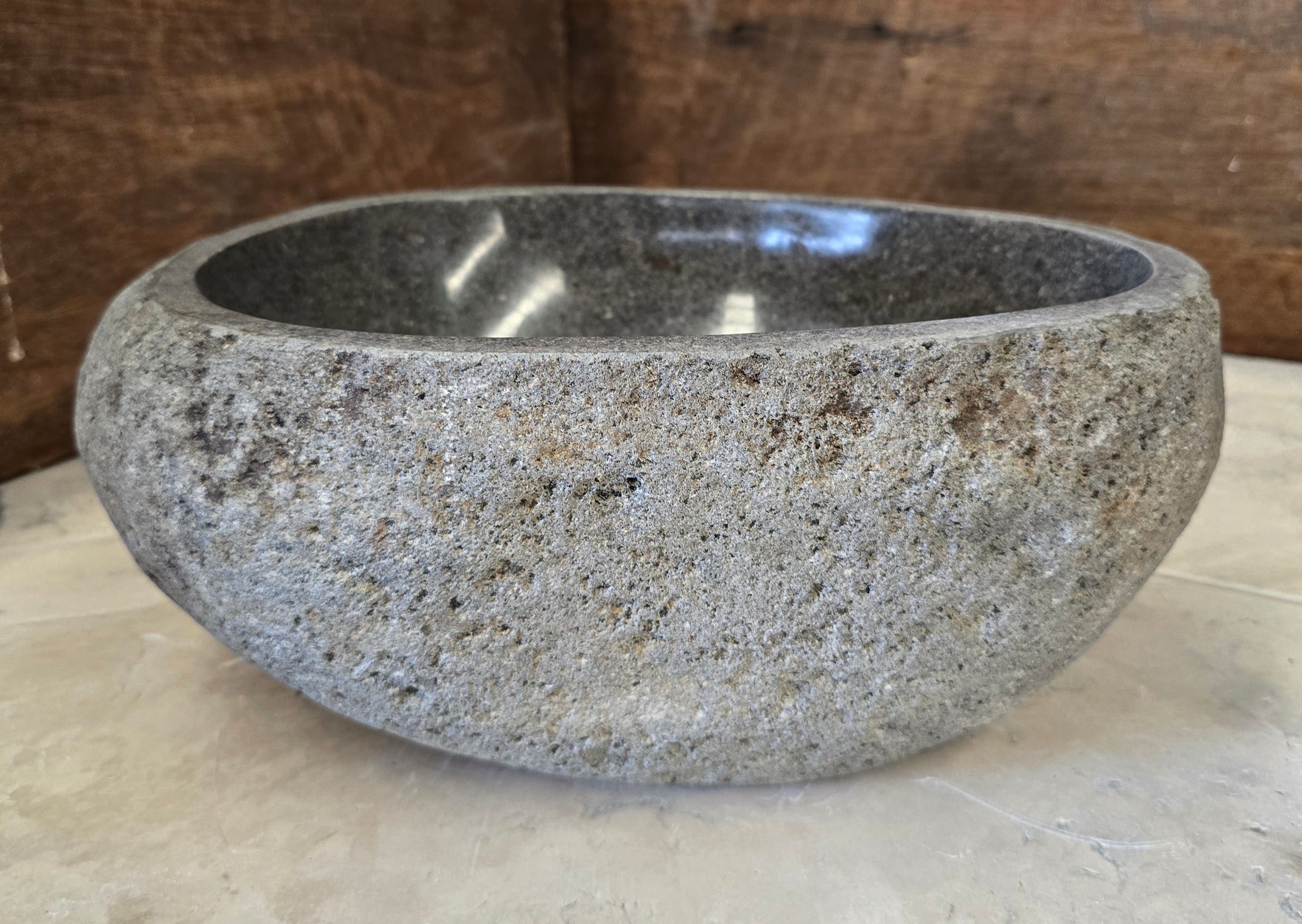 Handmade Natural Oval River Stone  Bathroom Basin  RS 2409081