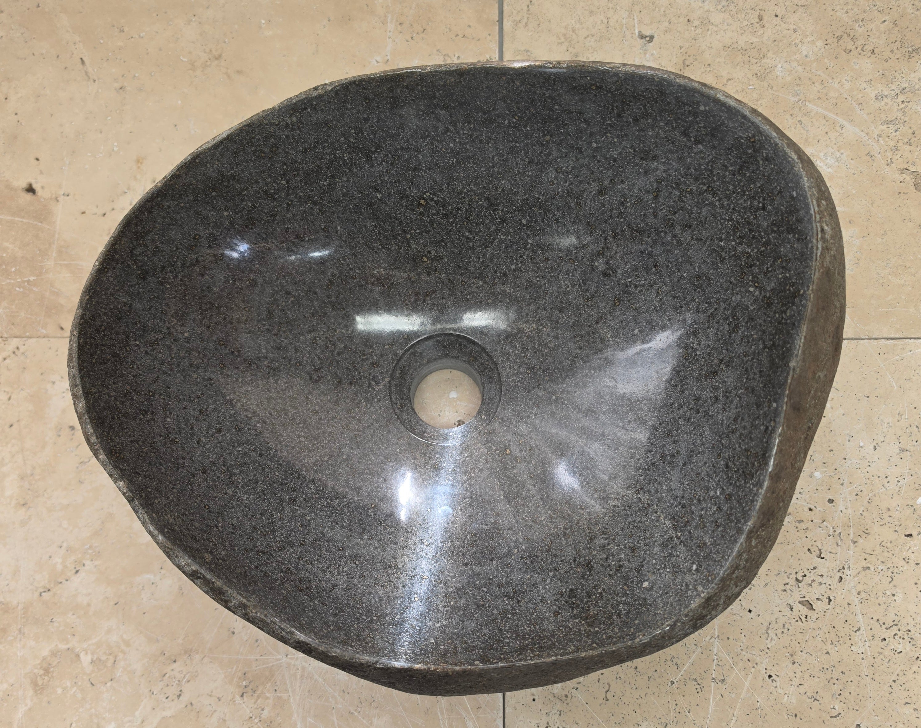 Handmade Natural Oval River Stone  Bathroom Basin  RVS 2409014