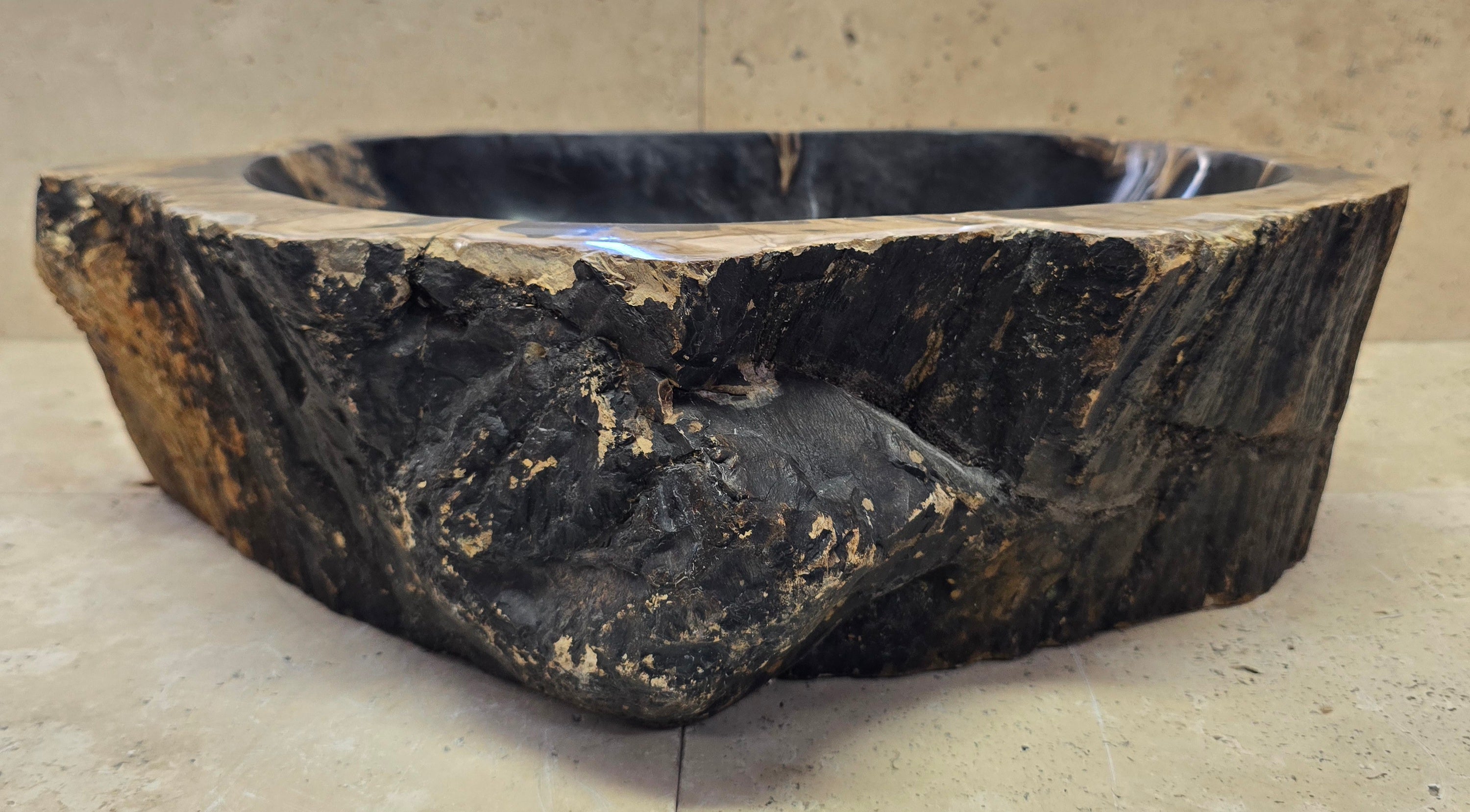 Natural Handmade Petrified Wood Basin - FSB 240902