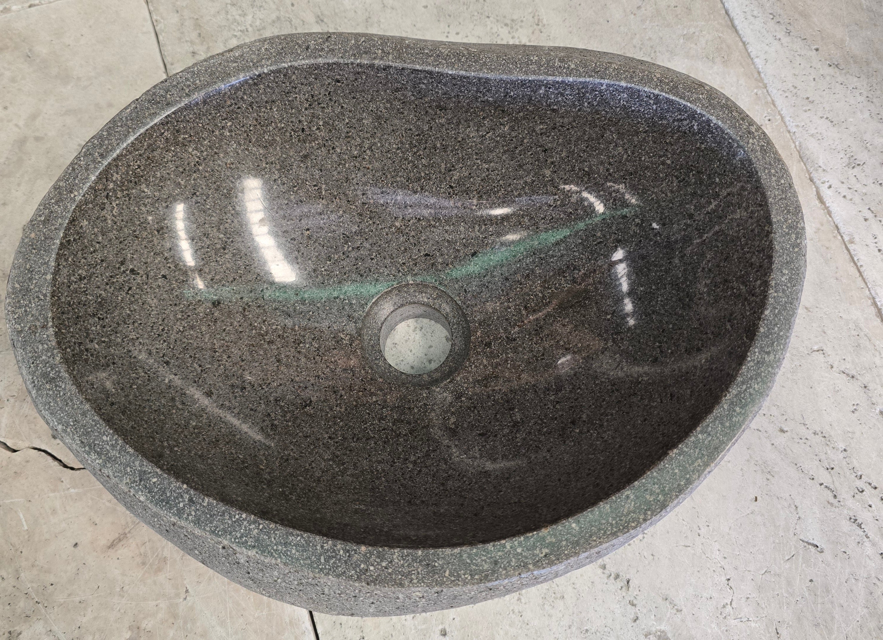 Handmade Natural Oval River Stone  Bathroom Basin  RS 24091062