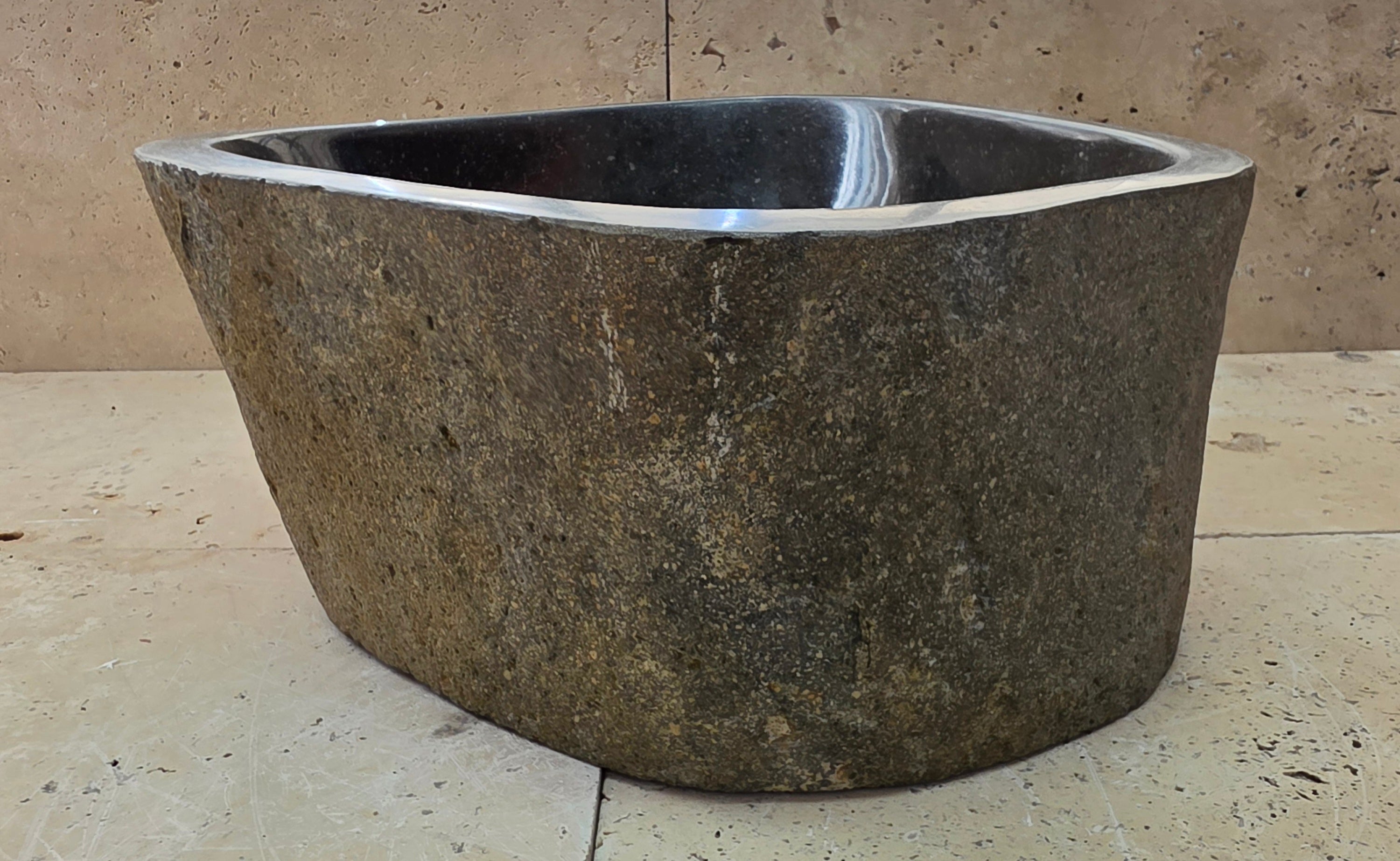 Handmade Natural Oval River Stone  Bathroom Basin  RS 2409020