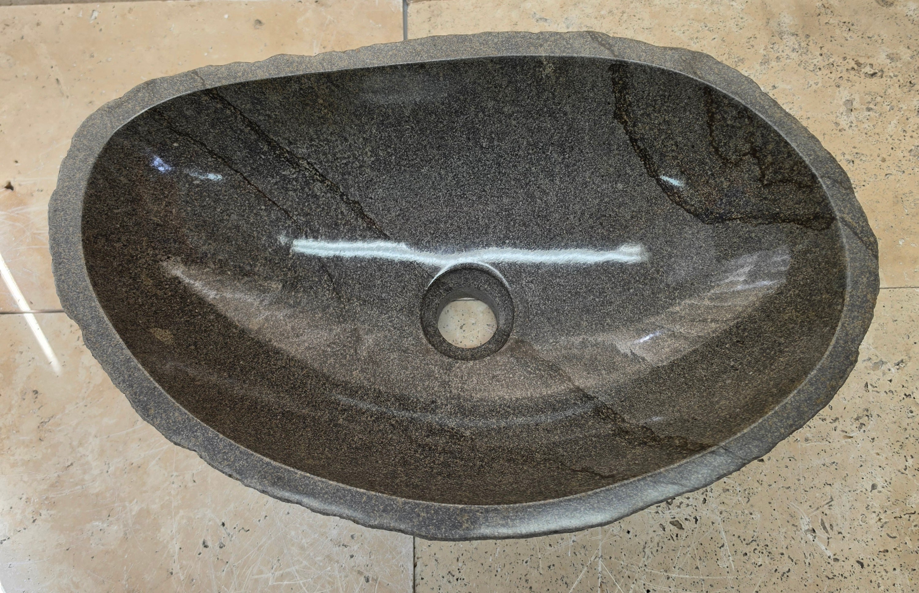 Handmade Natural Oval River Stone  Bathroom Basin  RM 25072099