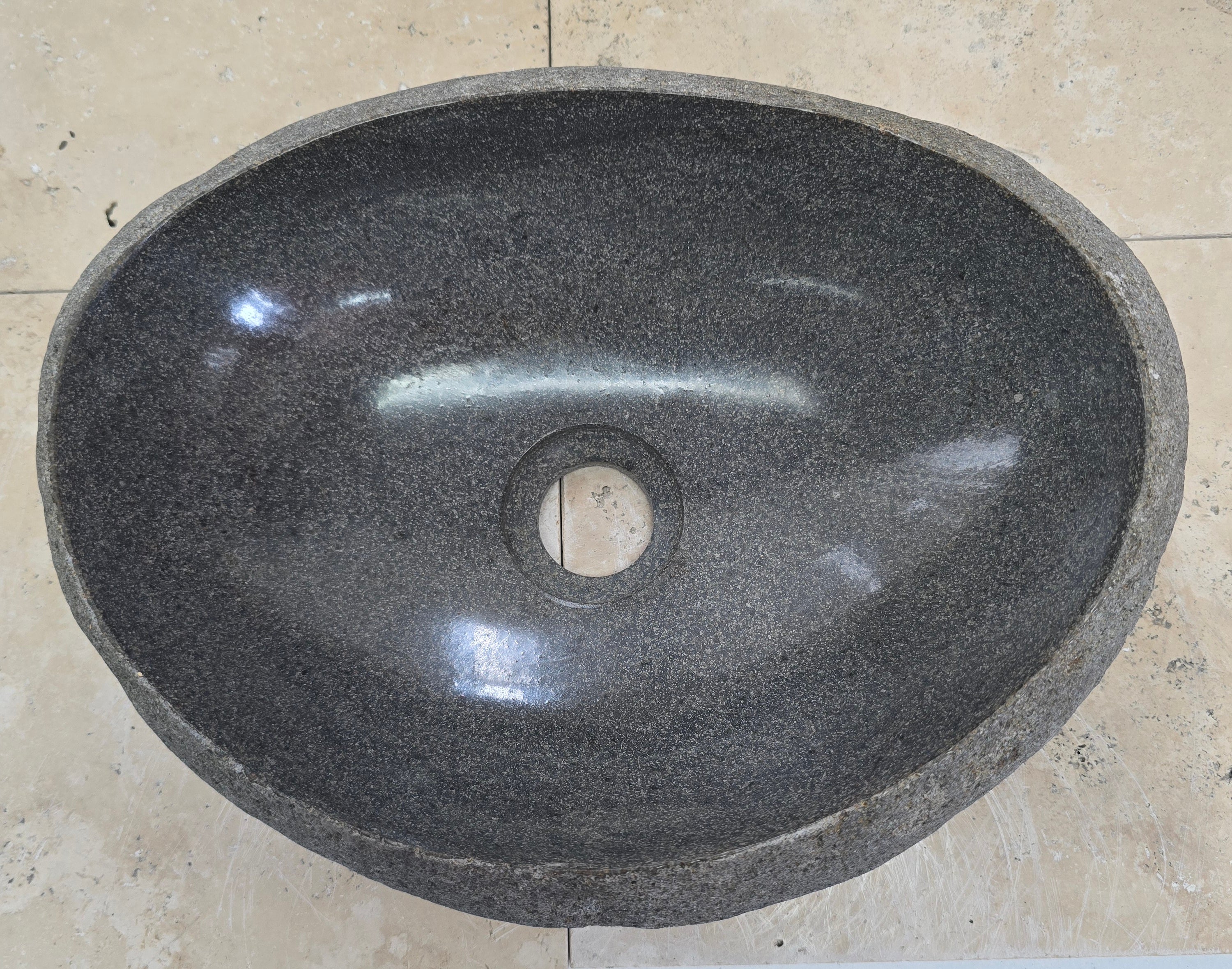 Handmade Natural Oval River Stone  Bathroom Basin  RVS 2409038
