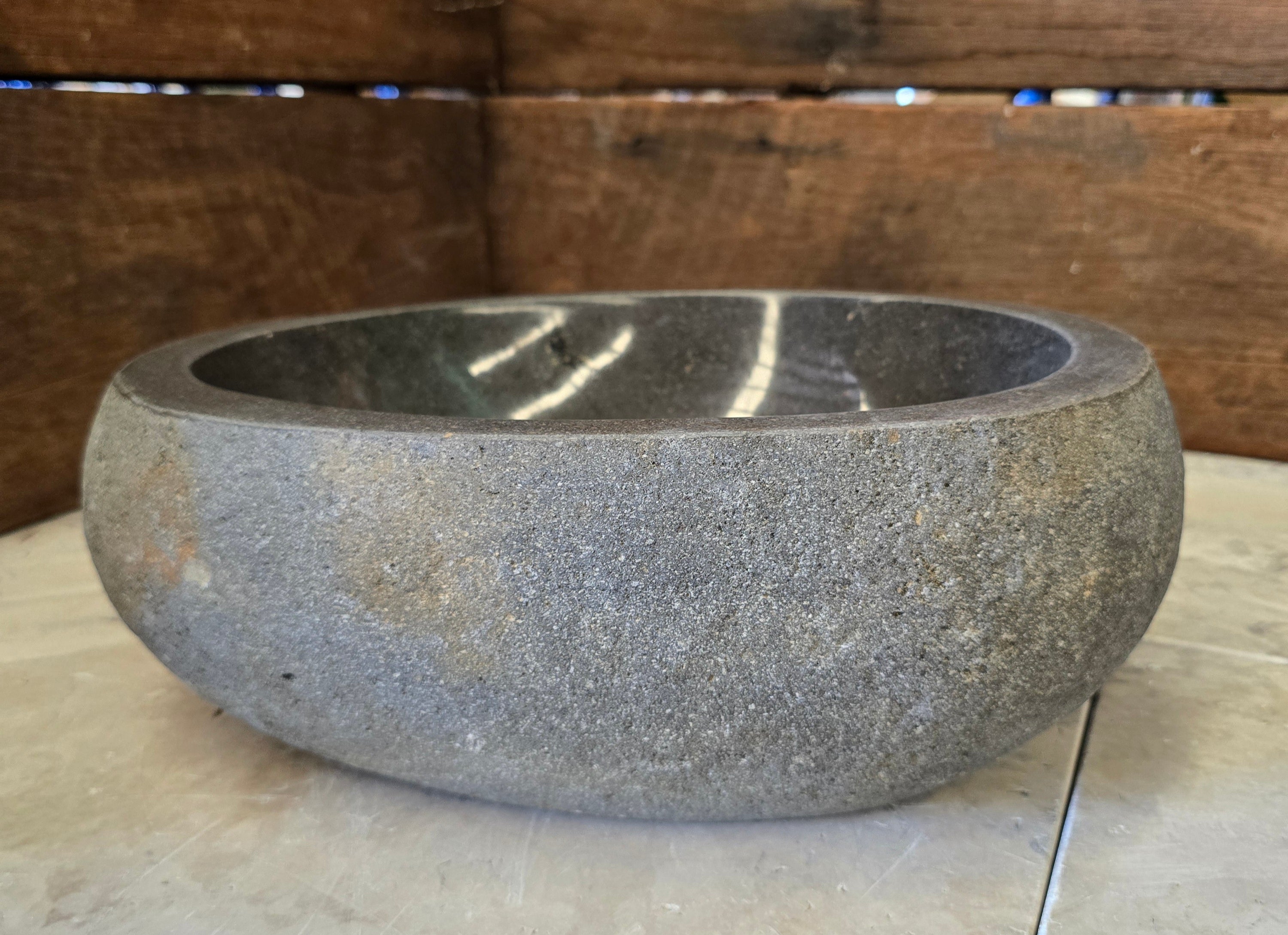 Handmade Natural Oval River Stone  Bathroom Basin  RS 2409079