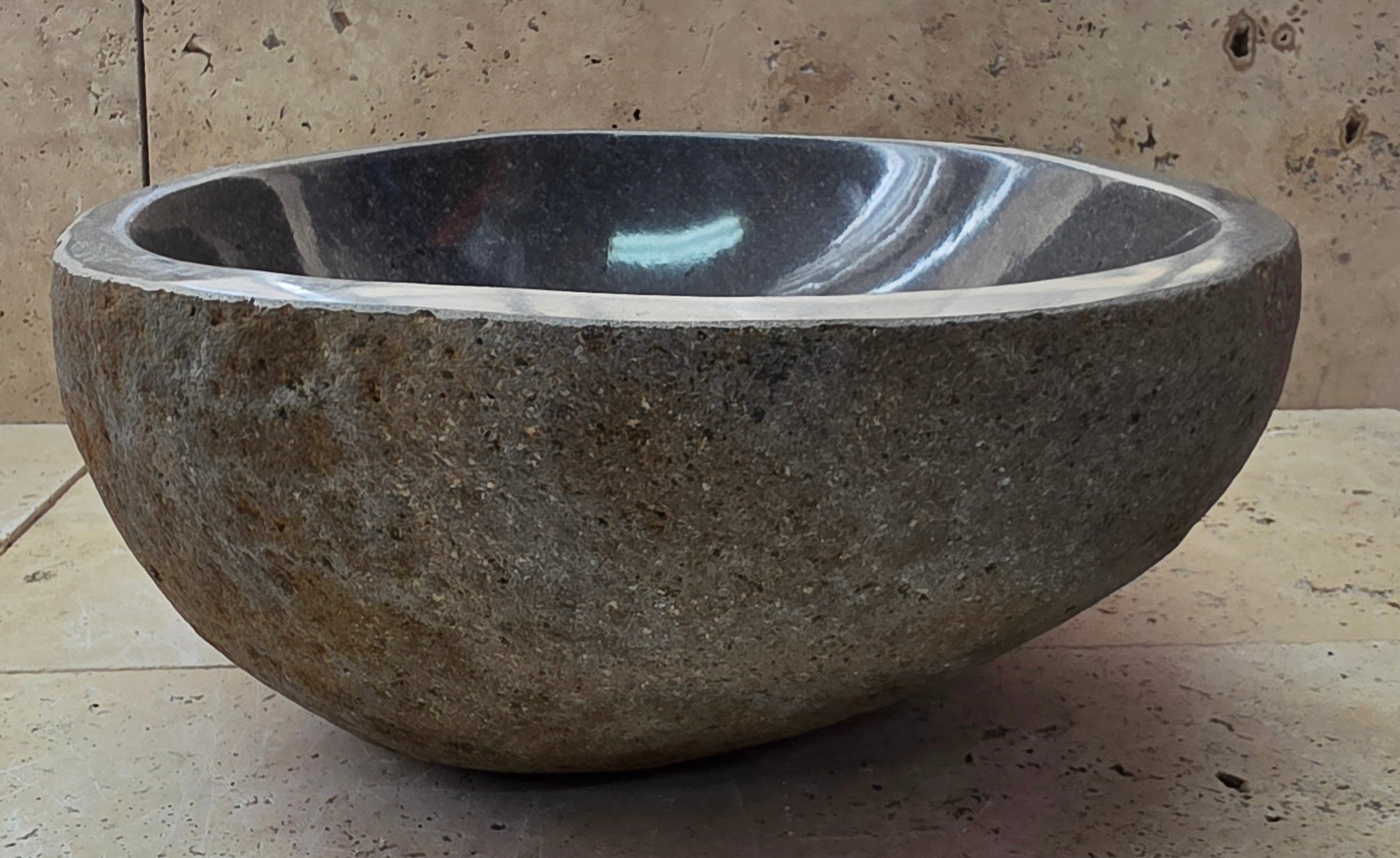 Handmade Natural Oval River Stone  Bathroom Basin  RS 2409126