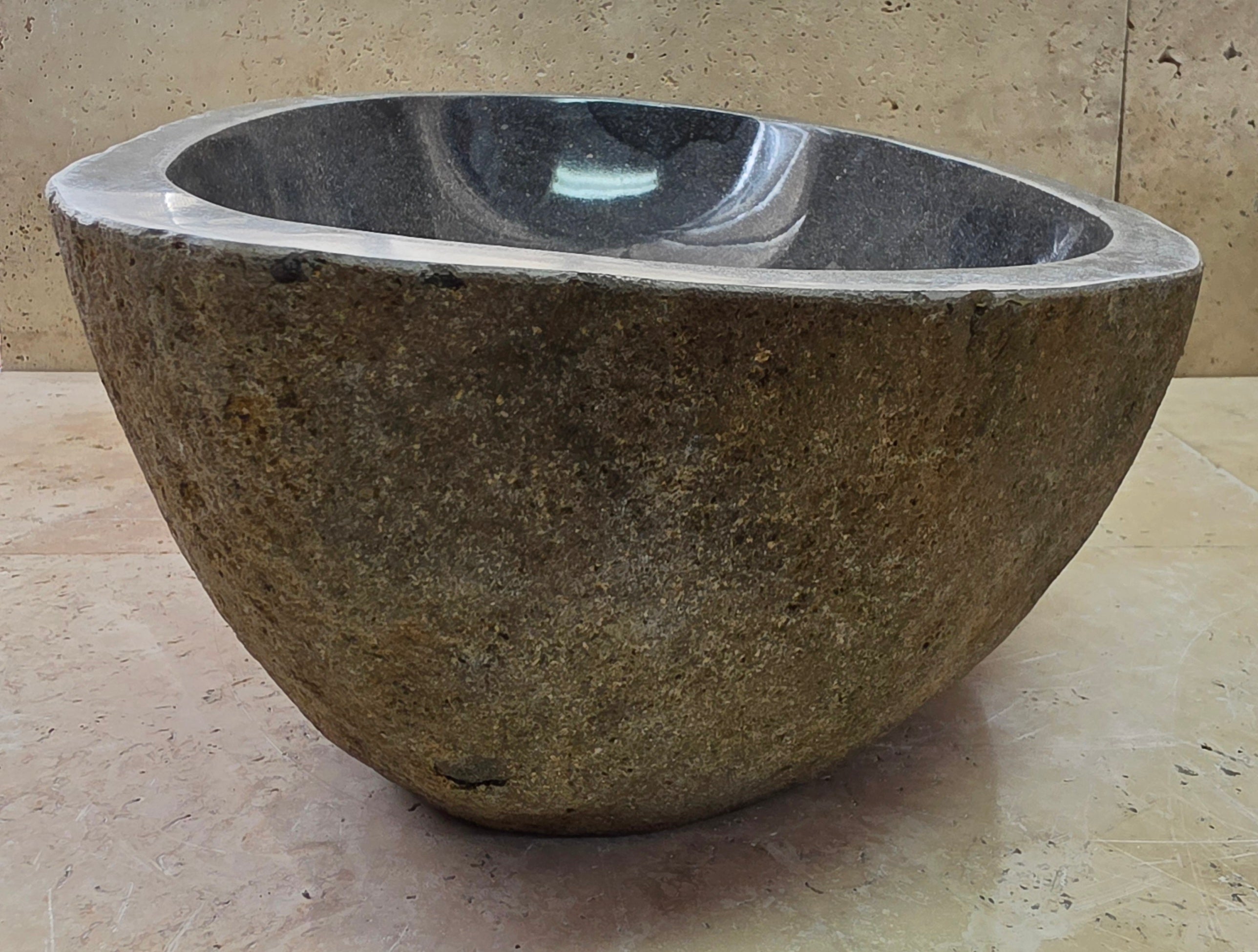 Handmade Natural Oval River Stone  Bathroom Basin LARGE TWIN SETS A & B RL 25072003