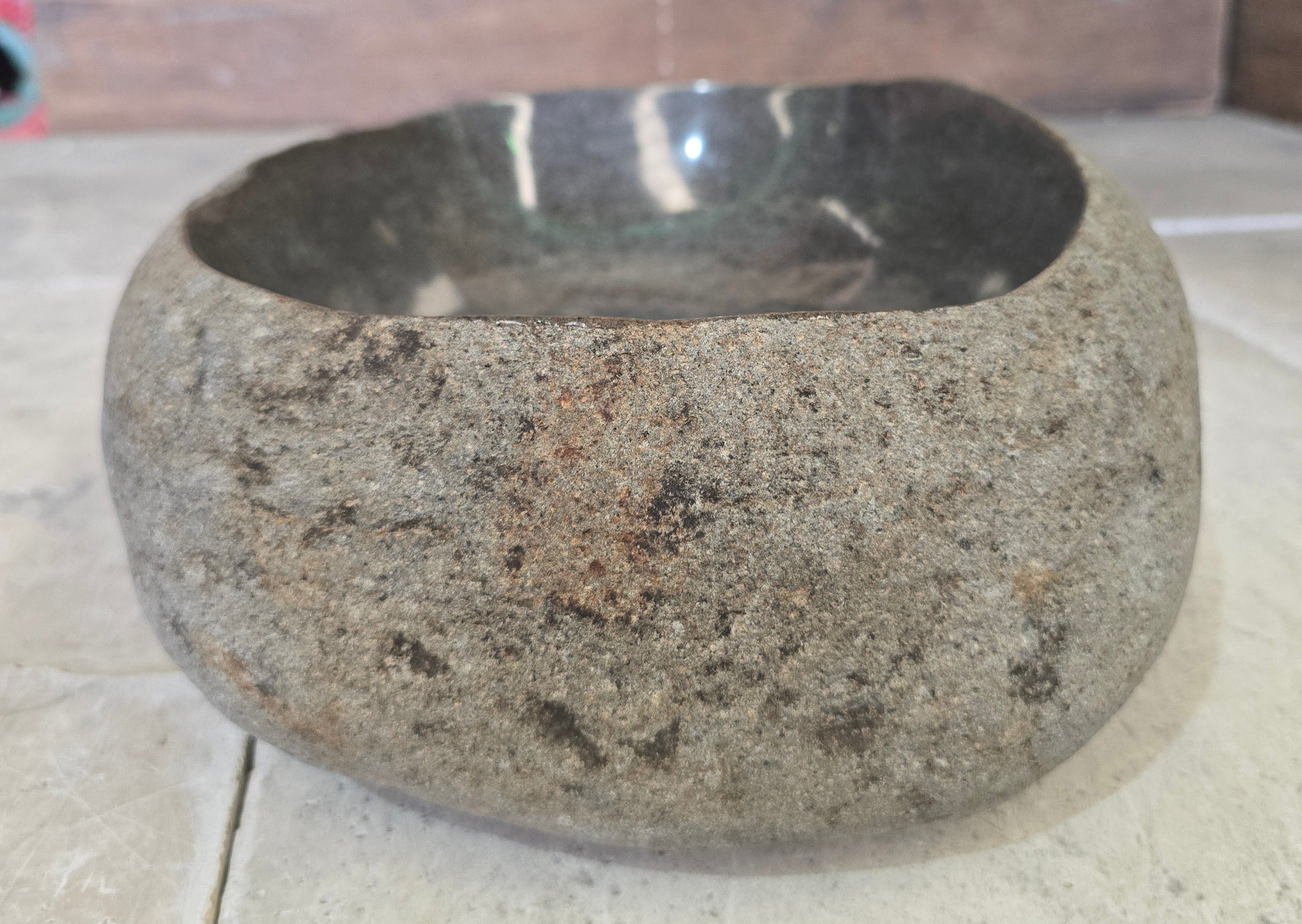 Handmade Natural Oval River Stone  Bathroom Basin  RS 2409169