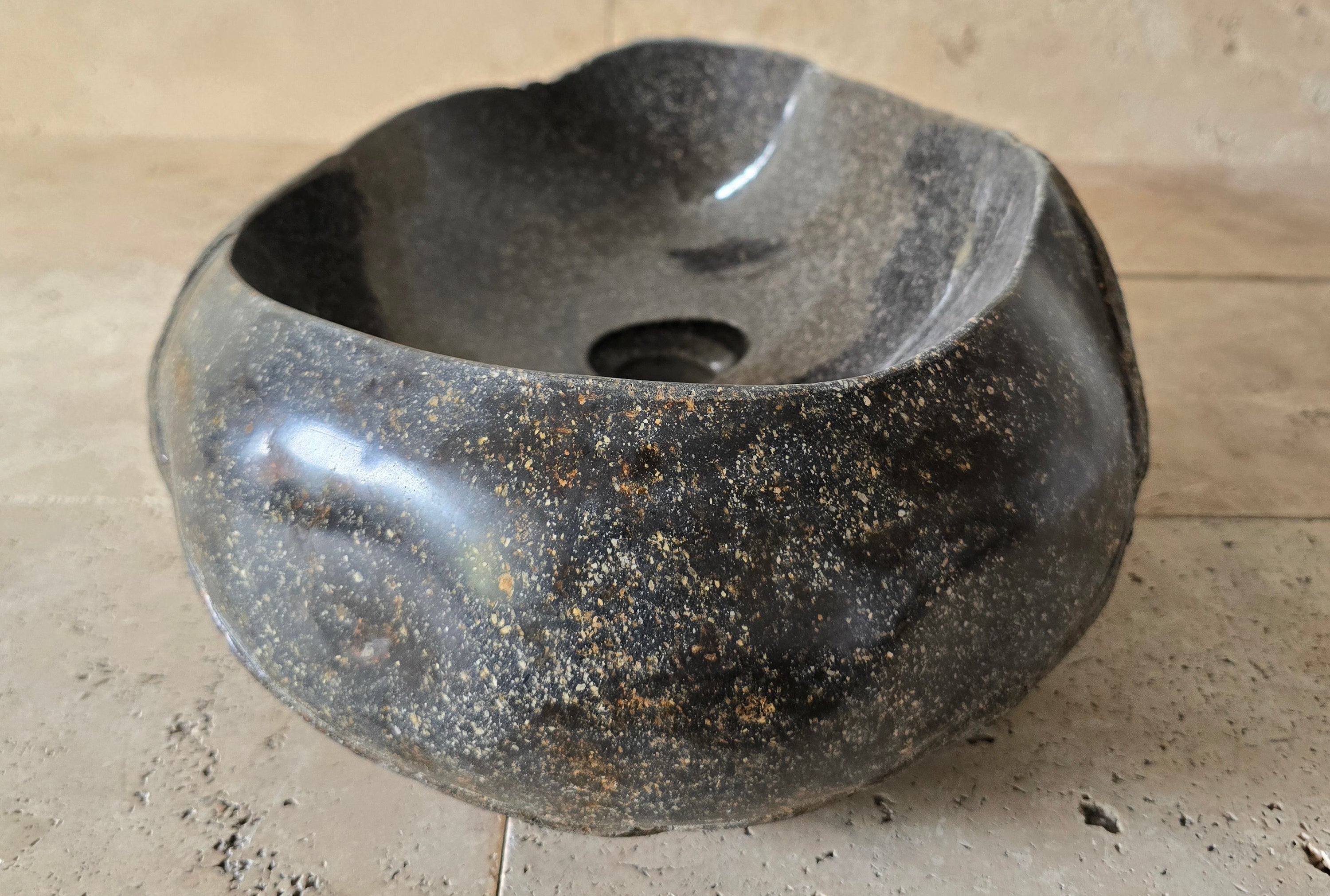 Handmade Natural Oval River Stone  Bathroom Basin  PHL 240907