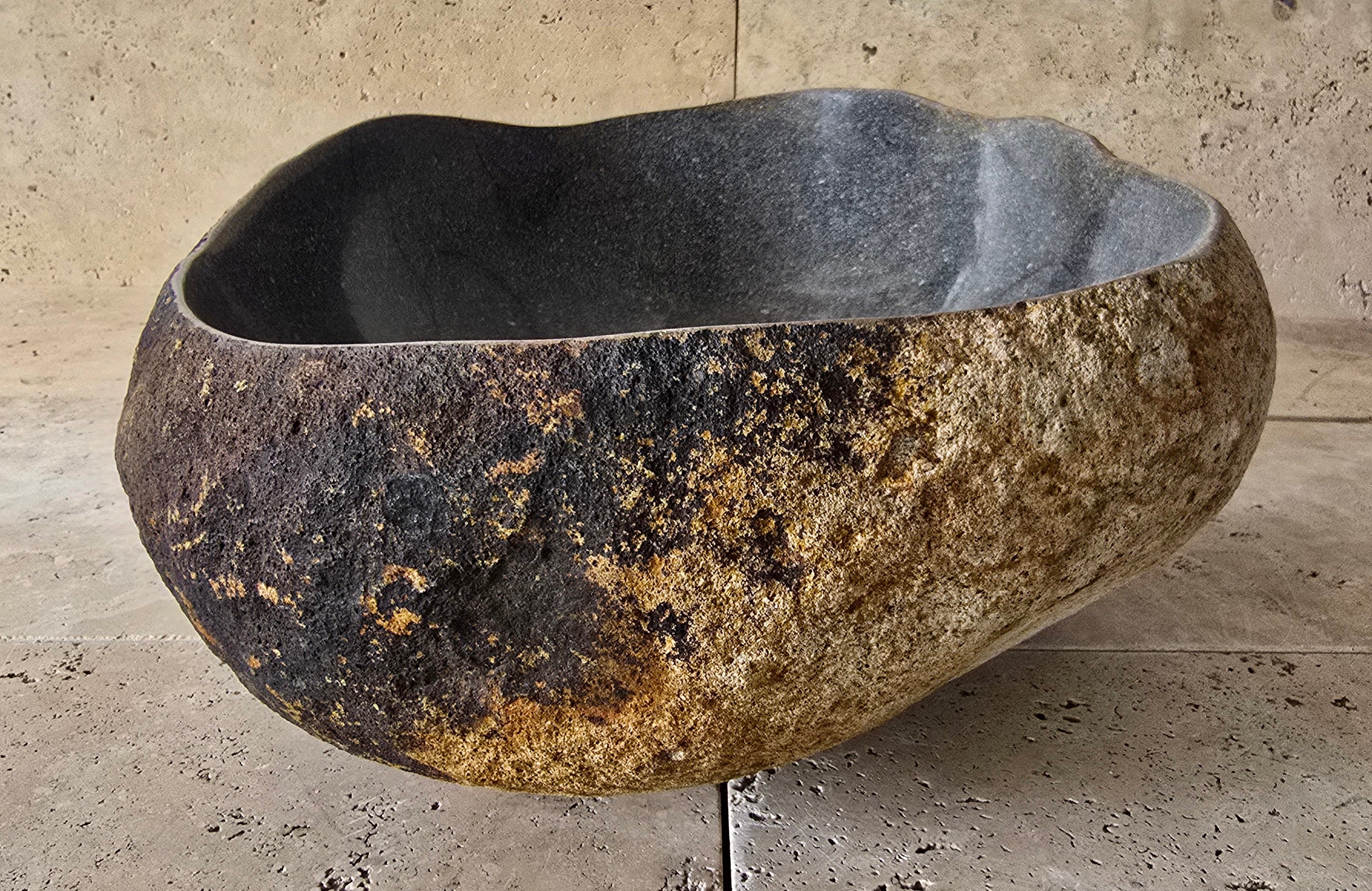 Handmade Natural Oval River Stone  Bathroom Basin  RVM 2409018
