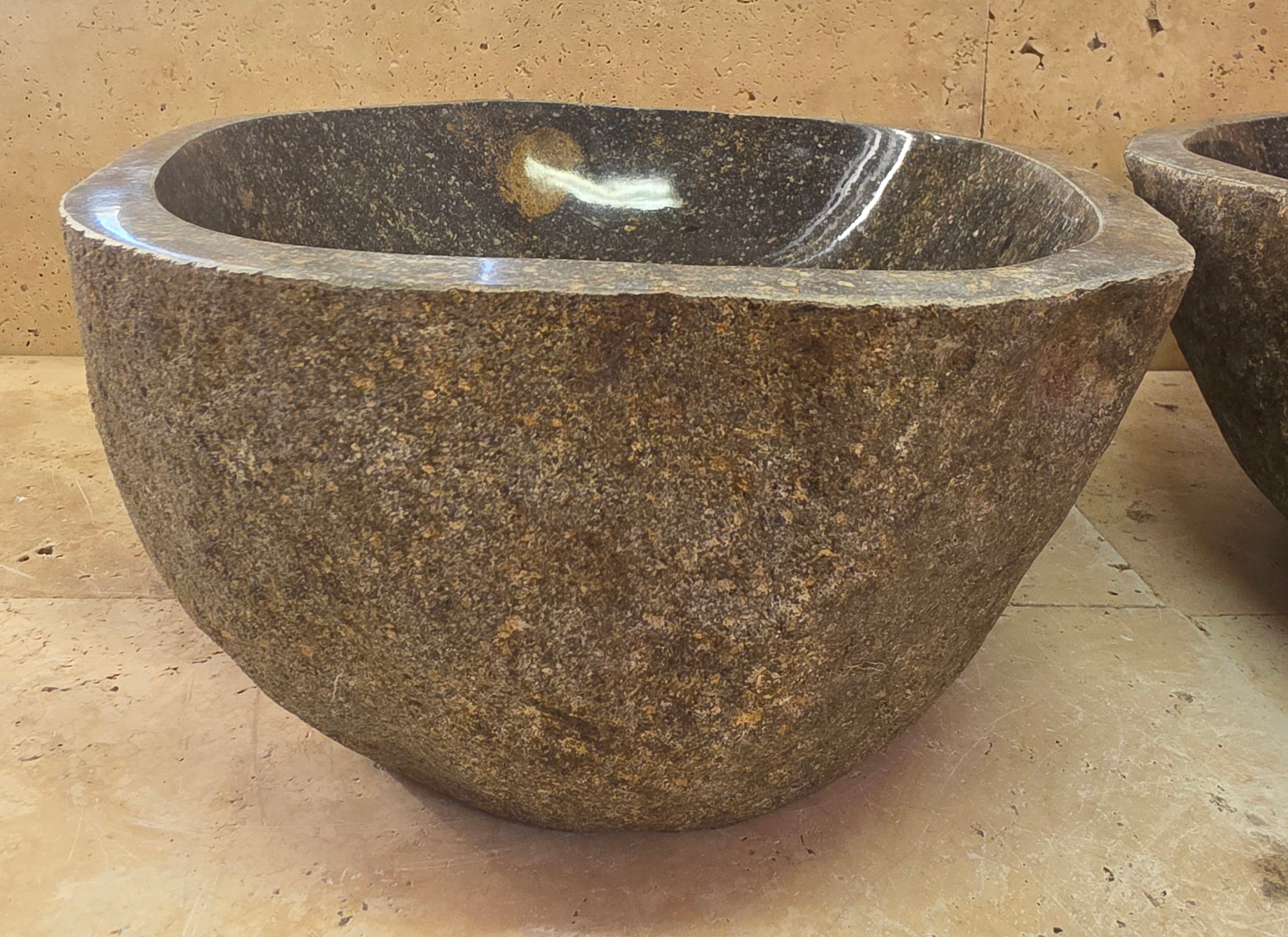 Handmade Natural Oval River Stone  Bathroom Basin TWIN SETS A & B RM 25072001