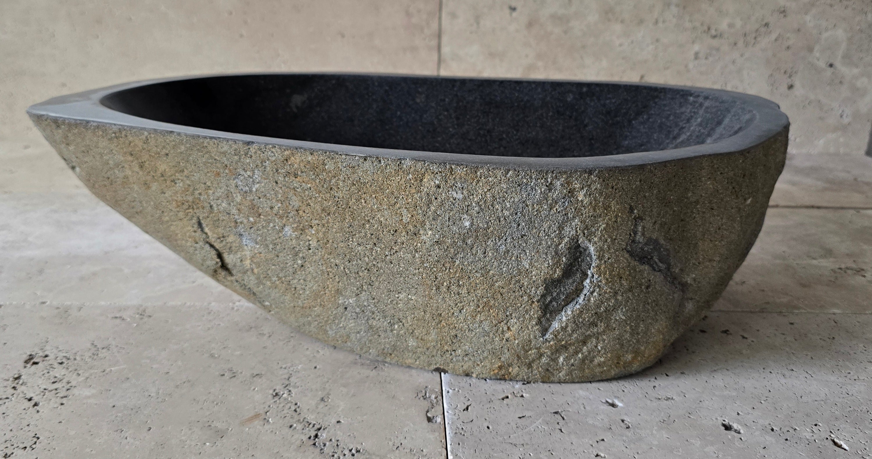 Handmade Natural Oval River Stone  Bathroom Basin  RL 240914