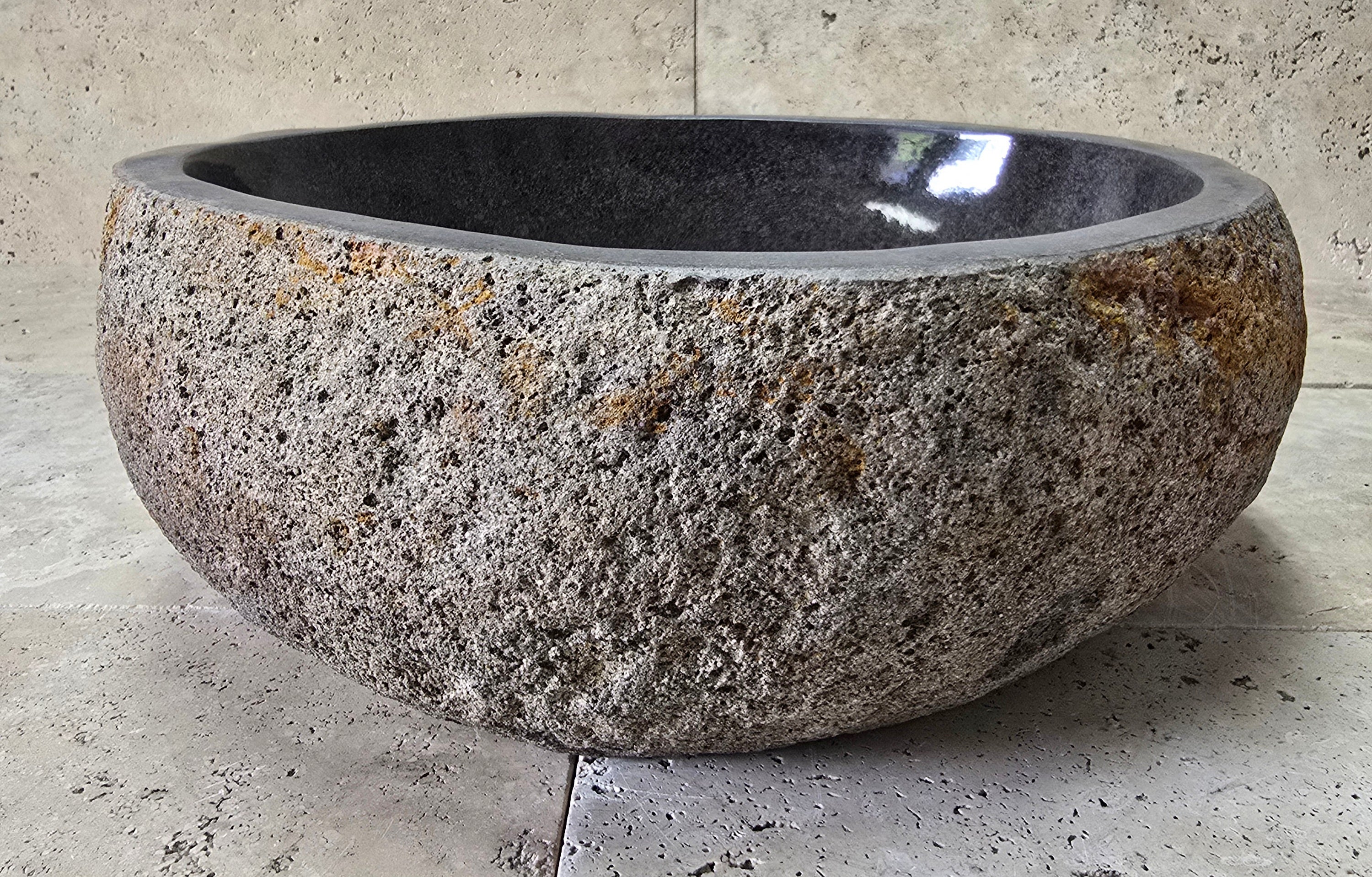 Handmade Natural Oval River Stone  Bathroom Basin  RS 2409031