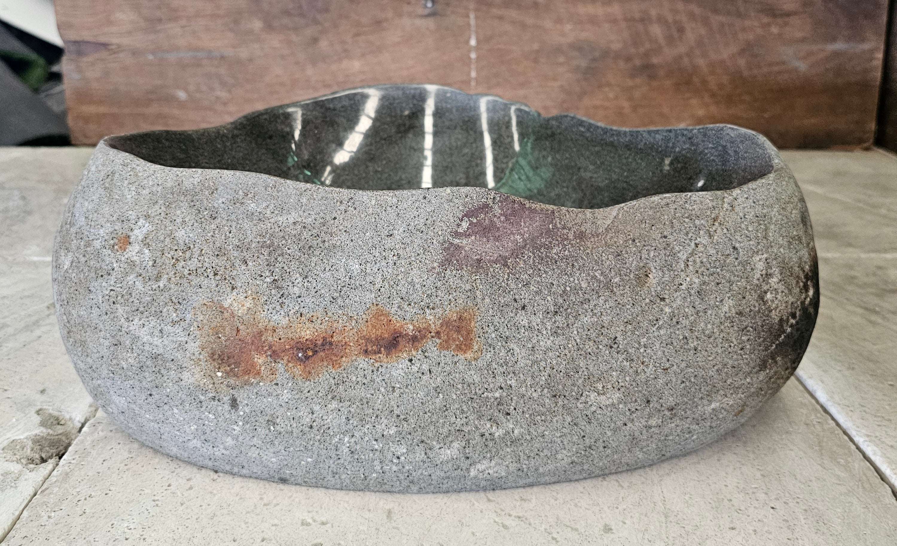 Handmade Natural Oval River Stone  Bathroom Basin  RS 2409072