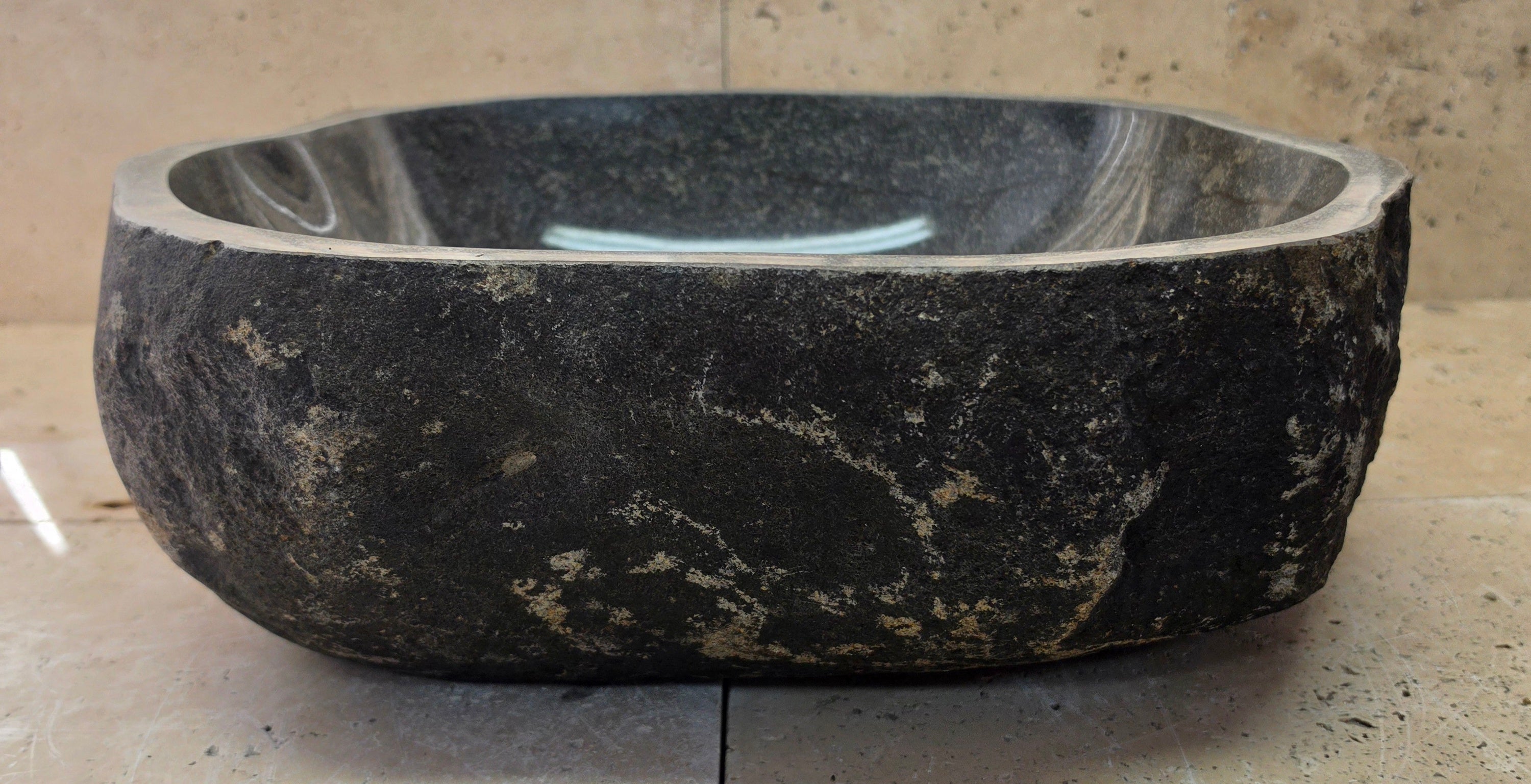 Handmade Natural Oval River Stone  Bathroom Basin  RM 25072059