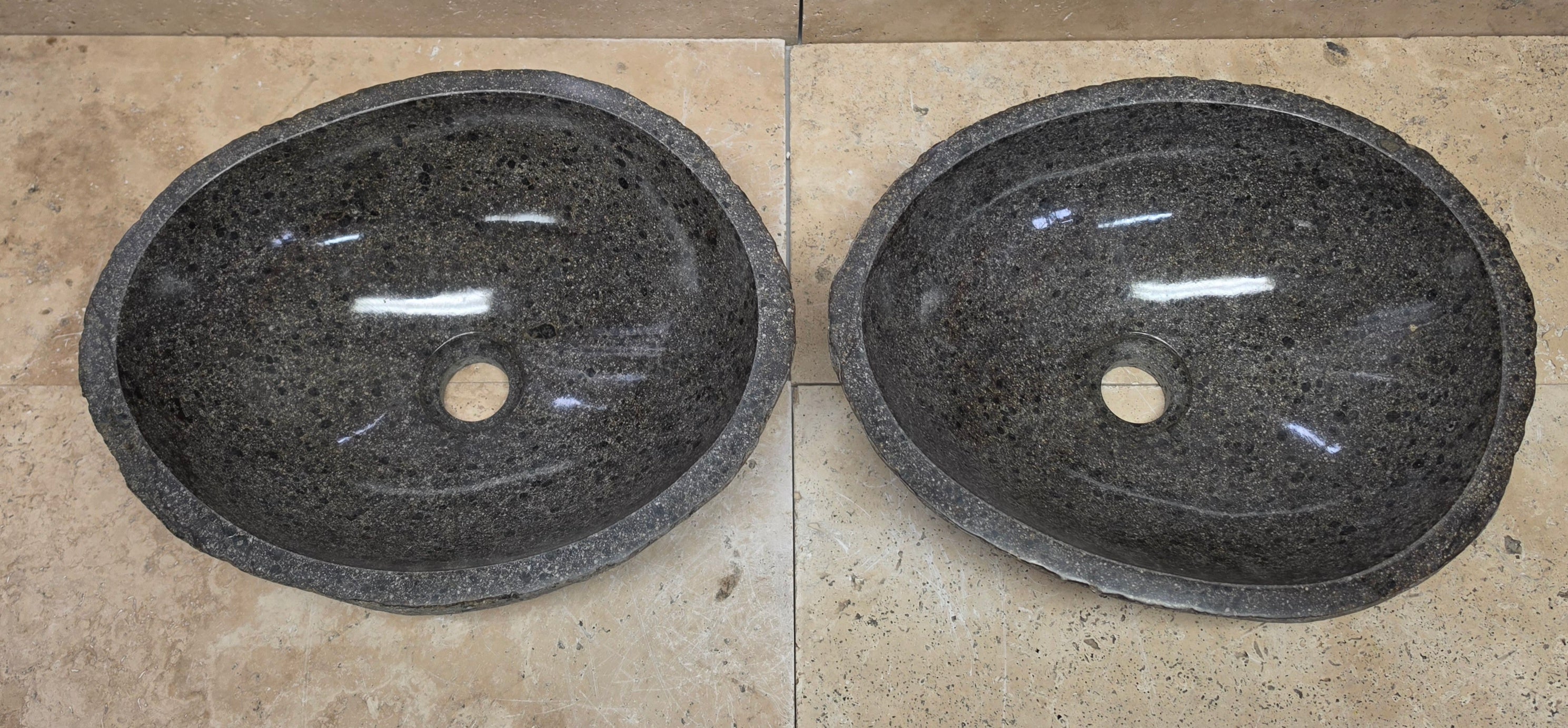 Handmade Natural Oval River Stone  Bathroom Basin TWIN SETS A & B RM 25072034