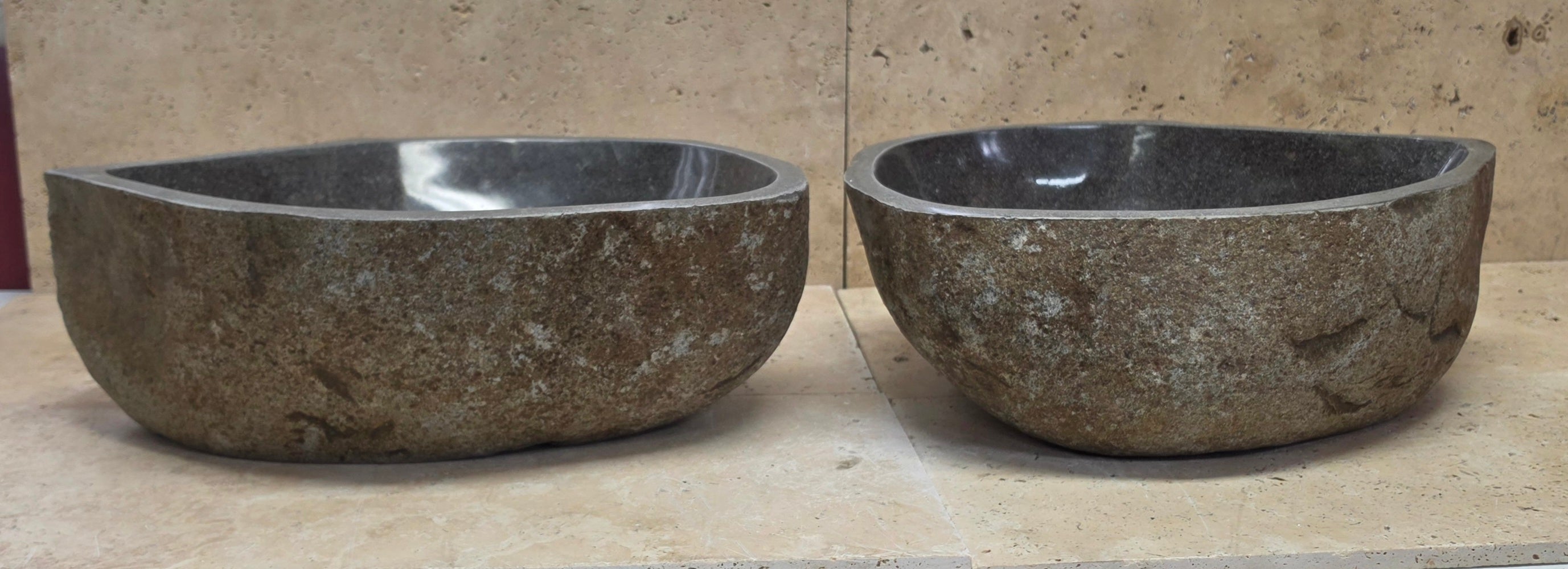 Handmade Natural Oval River Stone  Bathroom Basin TWIN SETS A & B RM 25072043