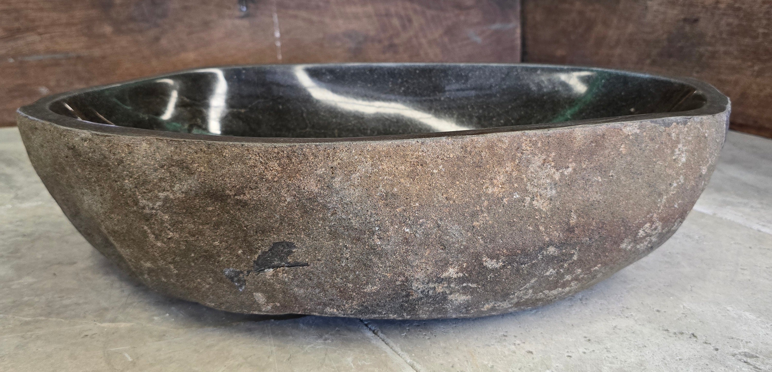 Handmade Natural Oval River Stone  Bathroom Basin  RL 240921