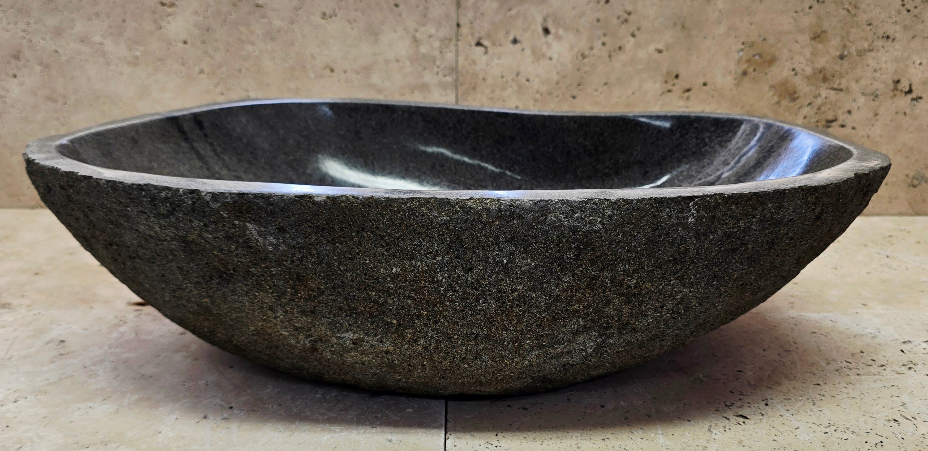 Handmade Natural Oval River Stone  Bathroom Basin  RL 240957