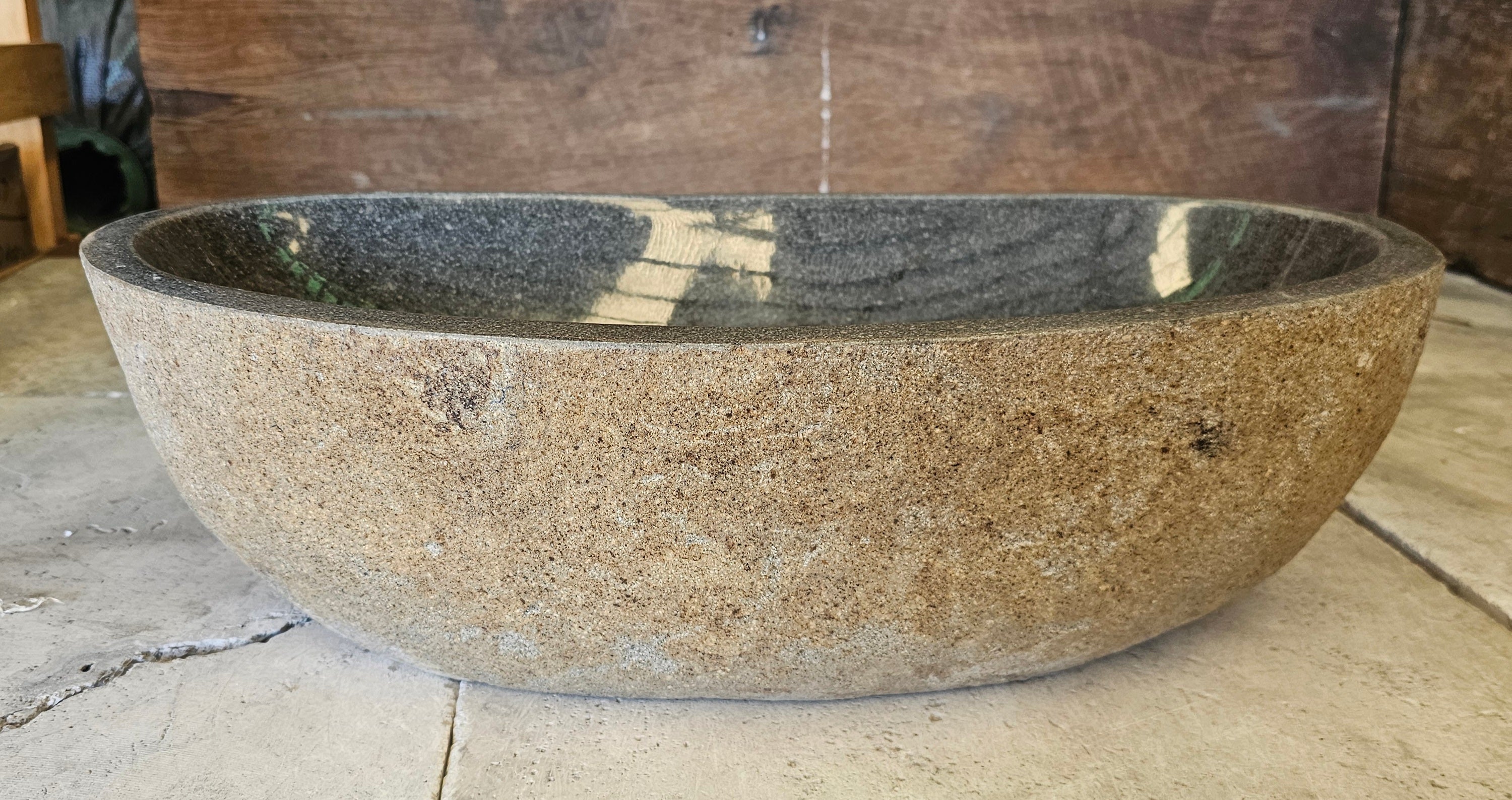 Handmade Natural Oval River Stone  Bathroom Basin  RL 240908