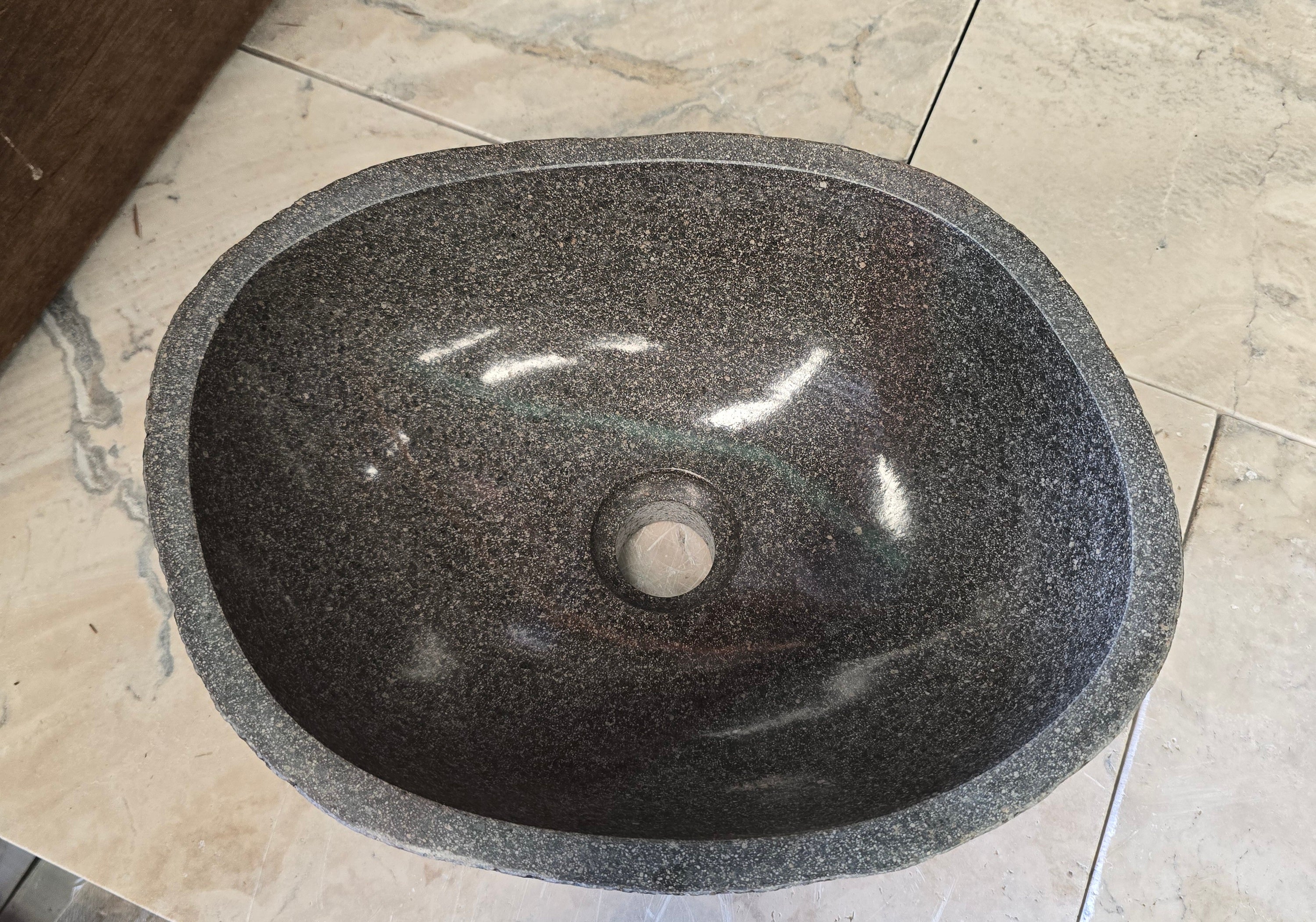 Handmade Natural Oval River Stone  Bathroom Basin  RS 2409078