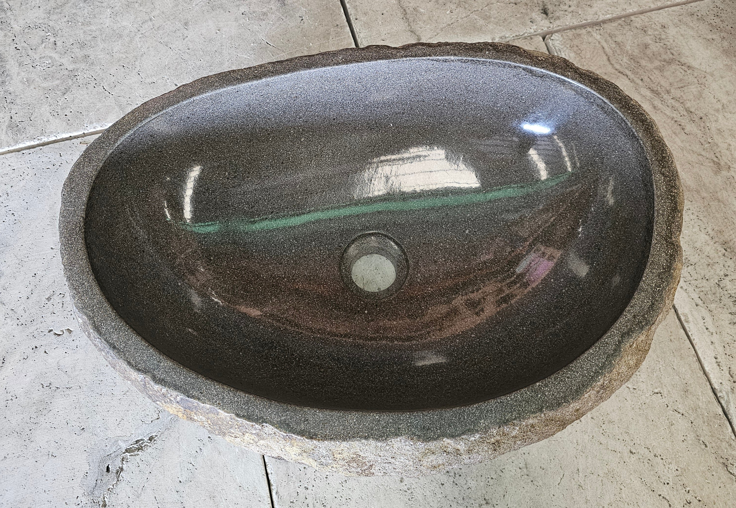 Handmade Natural Oval River Stone  Bathroom Basin  RL 2310017