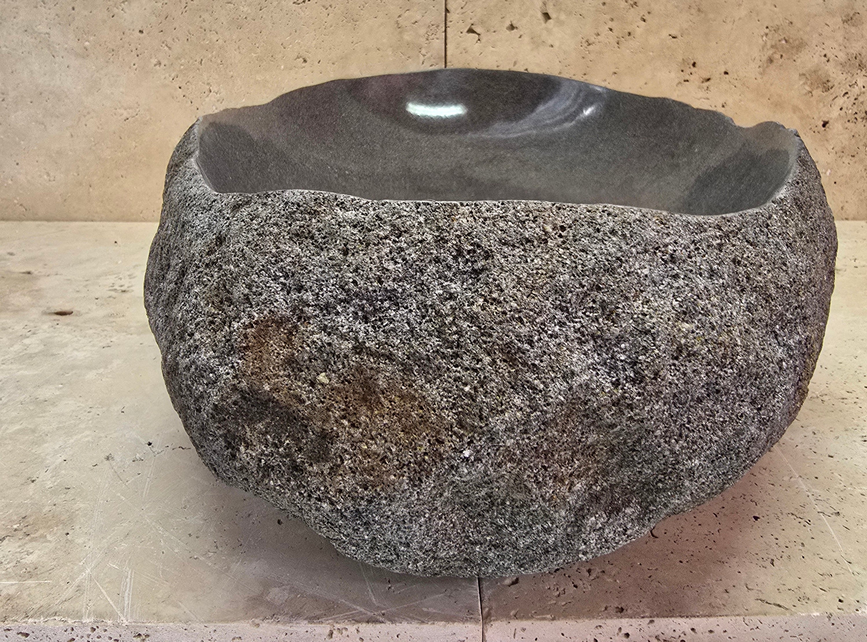 Handmade Natural Oval River Stone  Bathroom Basin  PHL 240914
