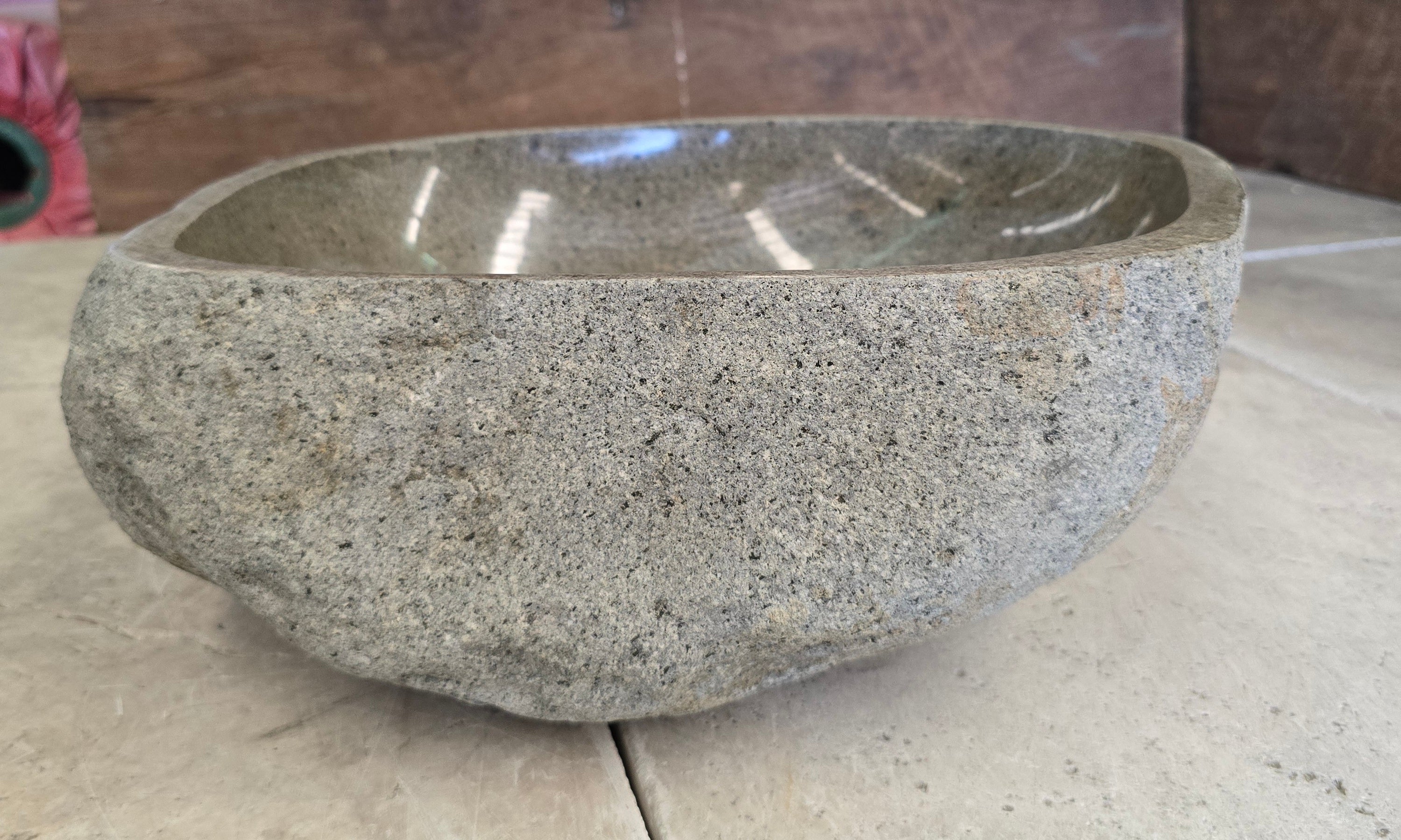 Handmade Natural Oval River Stone  Bathroom Basin  RS 24091084