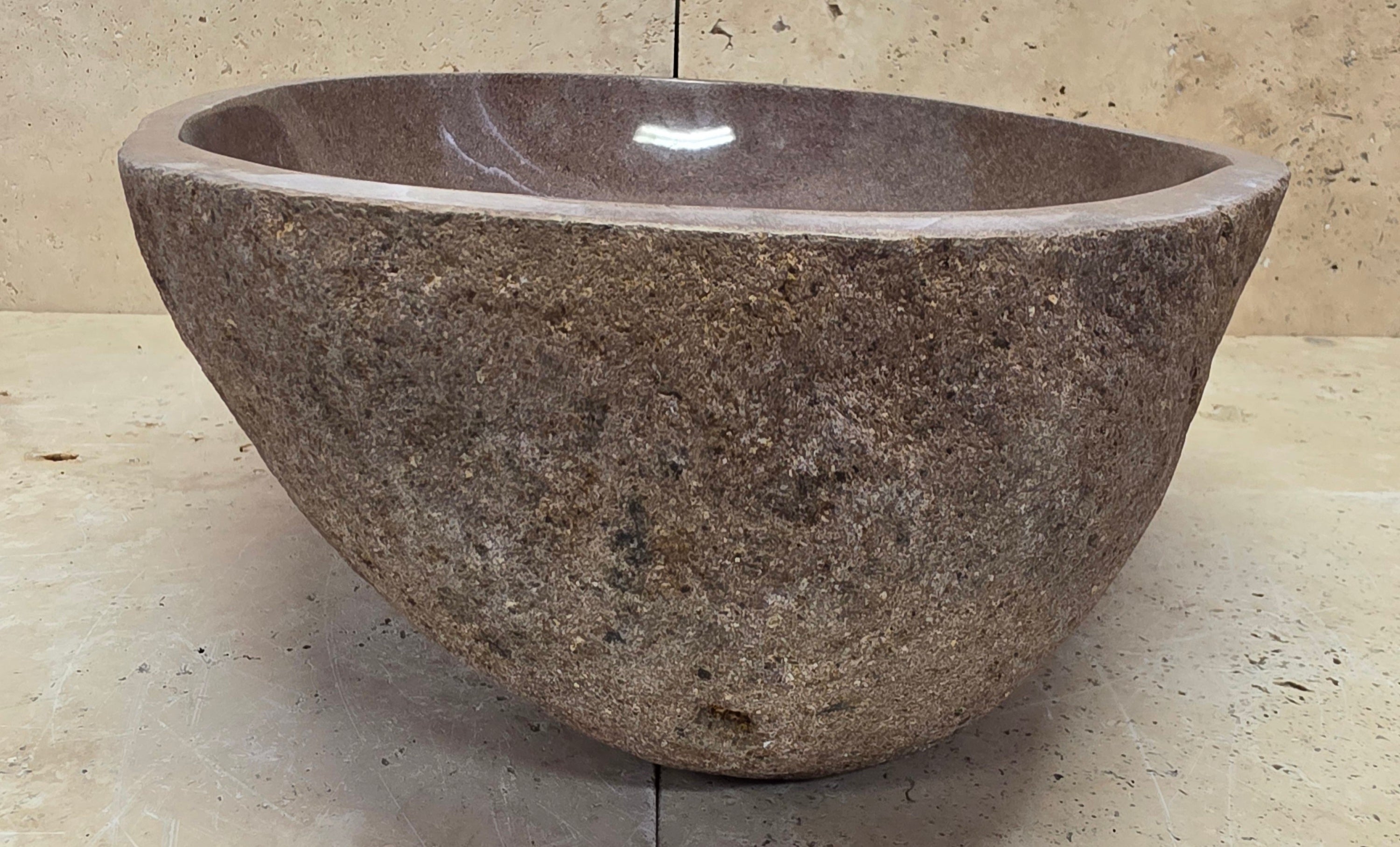 Handmade Natural Oval River Stone  Bathroom Basin  RL 25072004