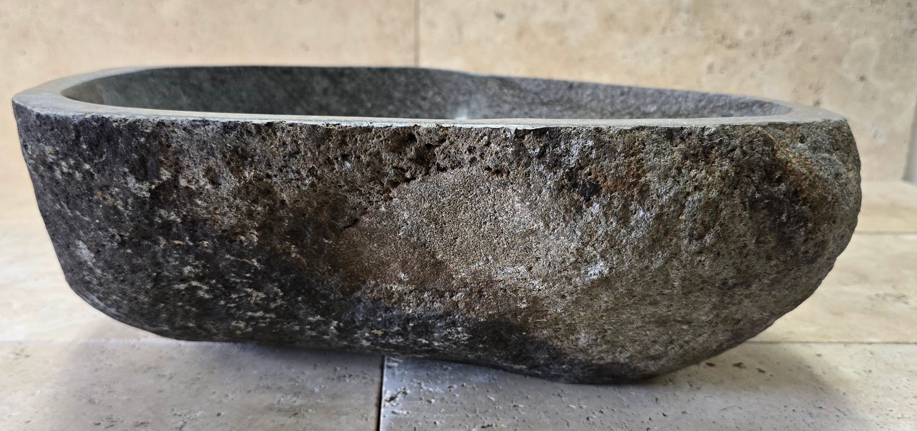 Handmade Natural Oval River Stone  Bathroom Basin  RS 2409146