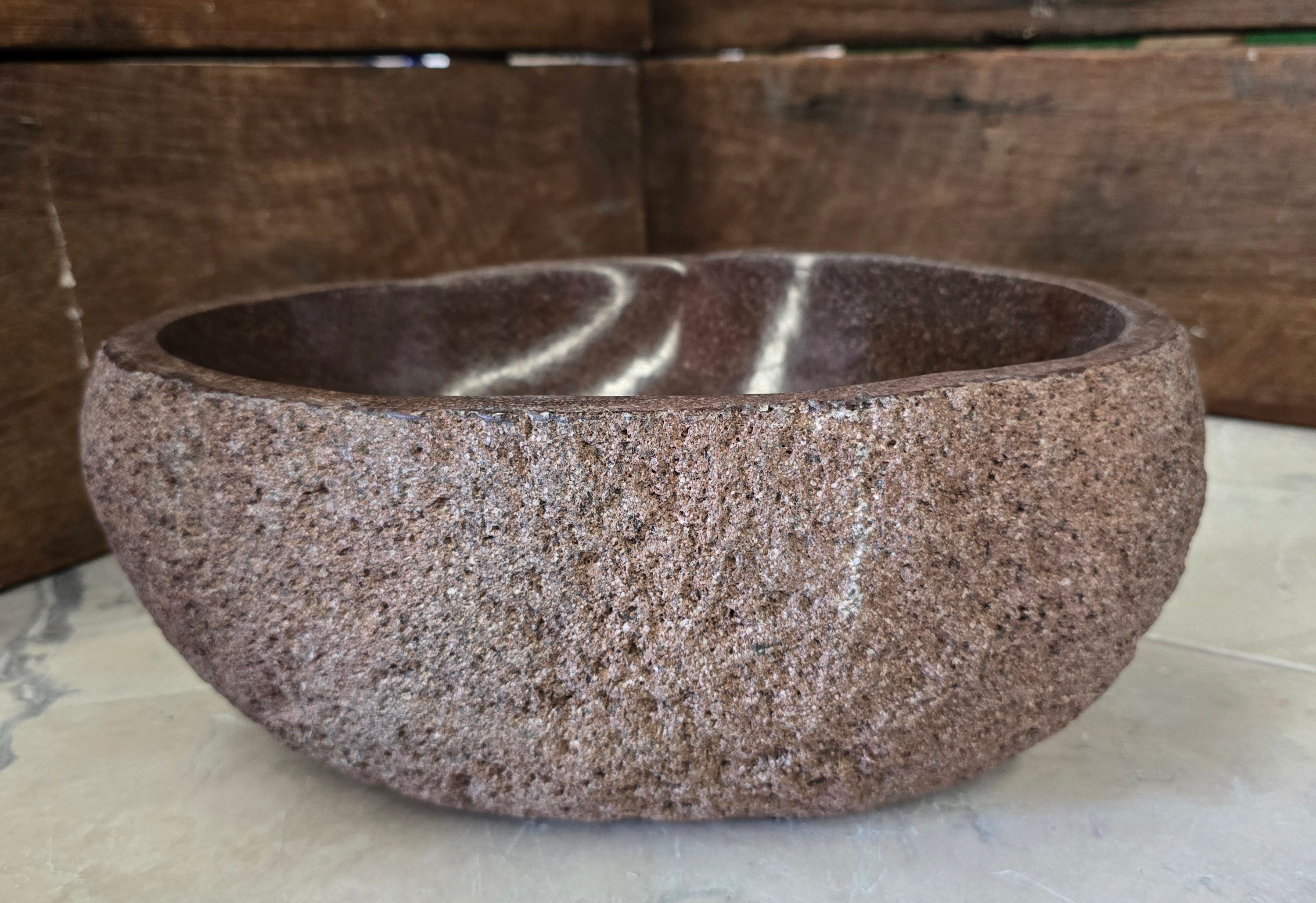 Handmade Natural Oval River Stone  Bathroom Basin  RS 2409096
