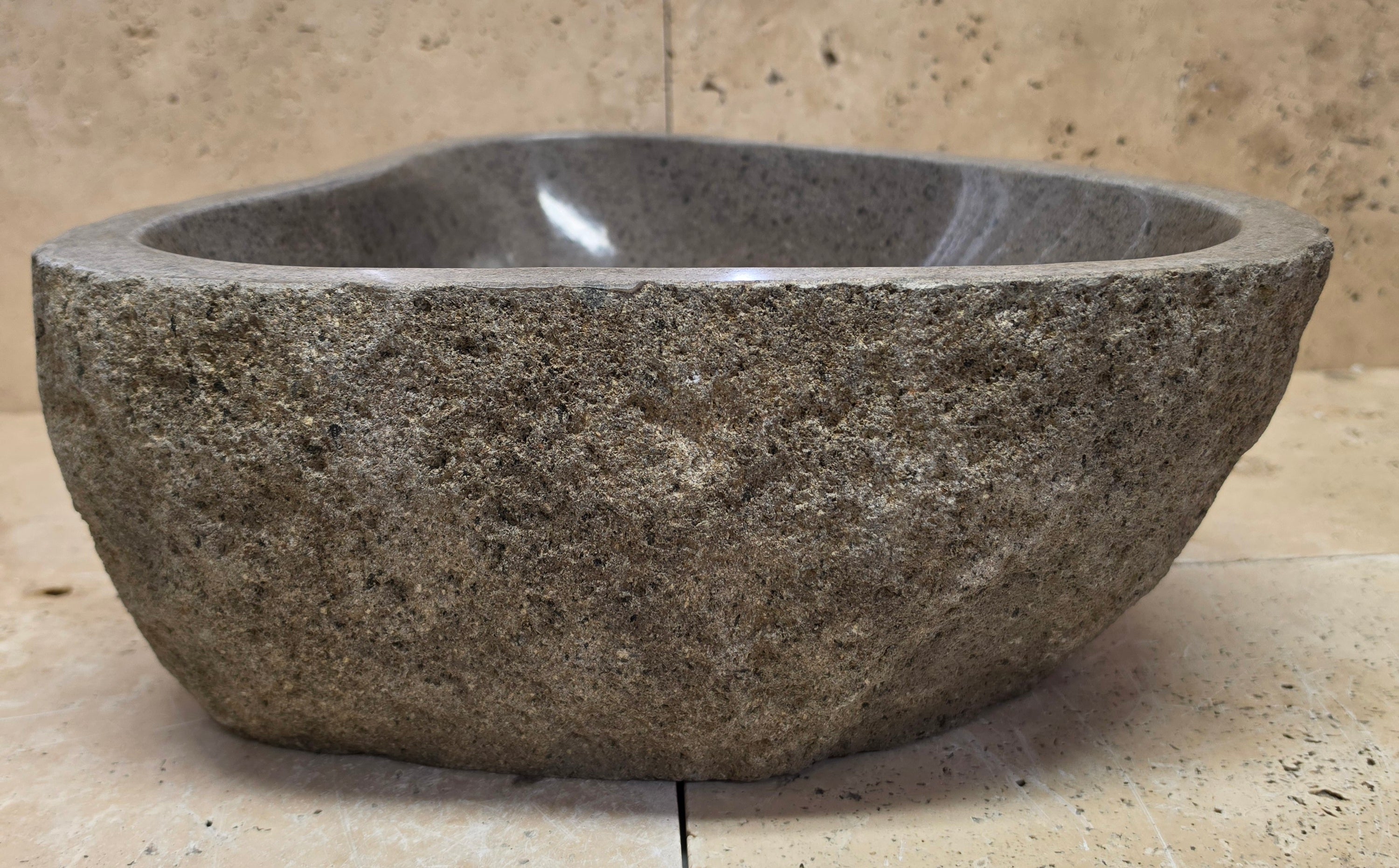 Handmade Natural Oval River Stone  Bathroom Basin  RS 2409039