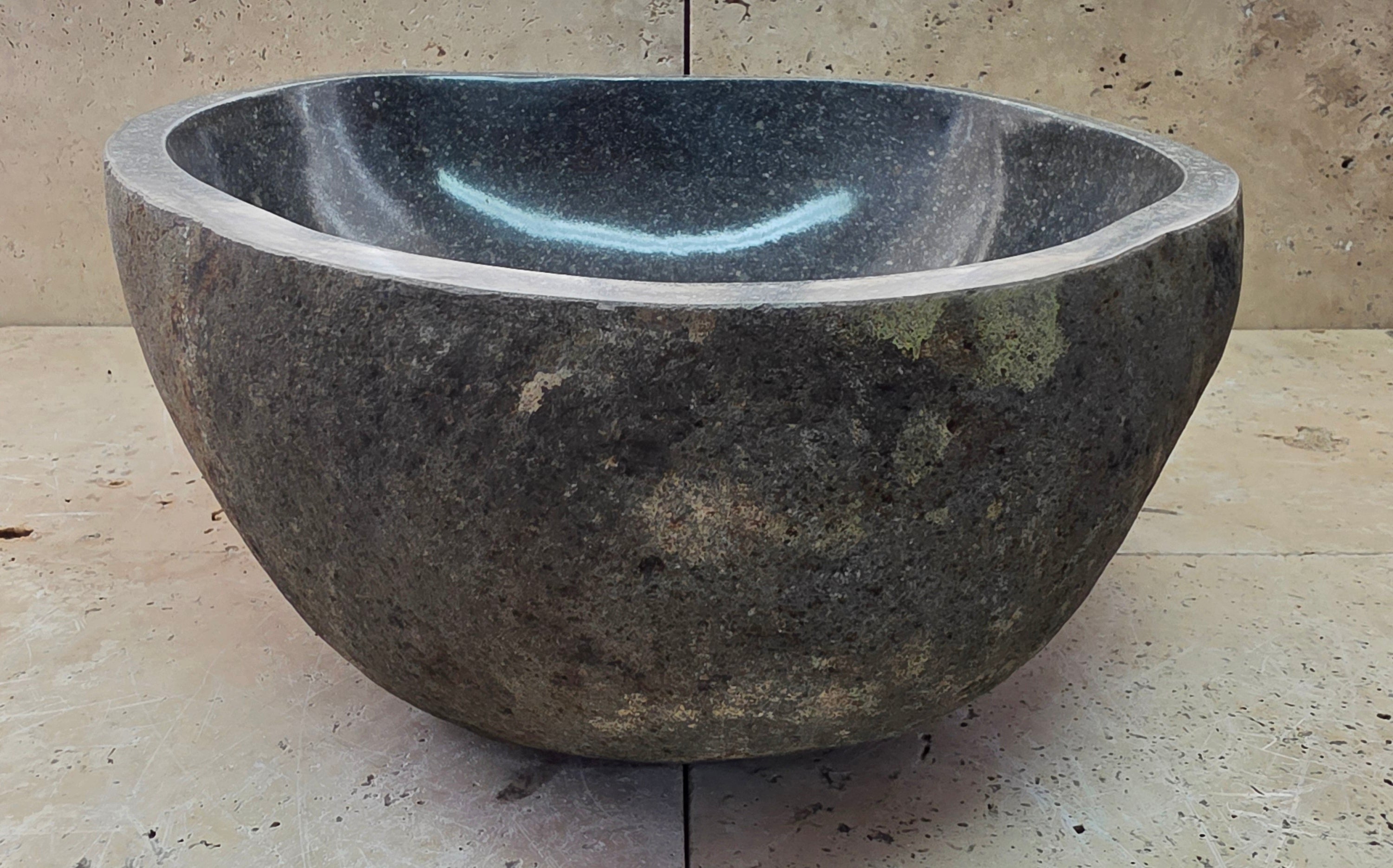 Handmade Natural Oval River Stone  Bathroom Basin  RS 2409091