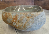 Handmade Natural Oval River Stone  Bathroom Basin  RS 24091084
