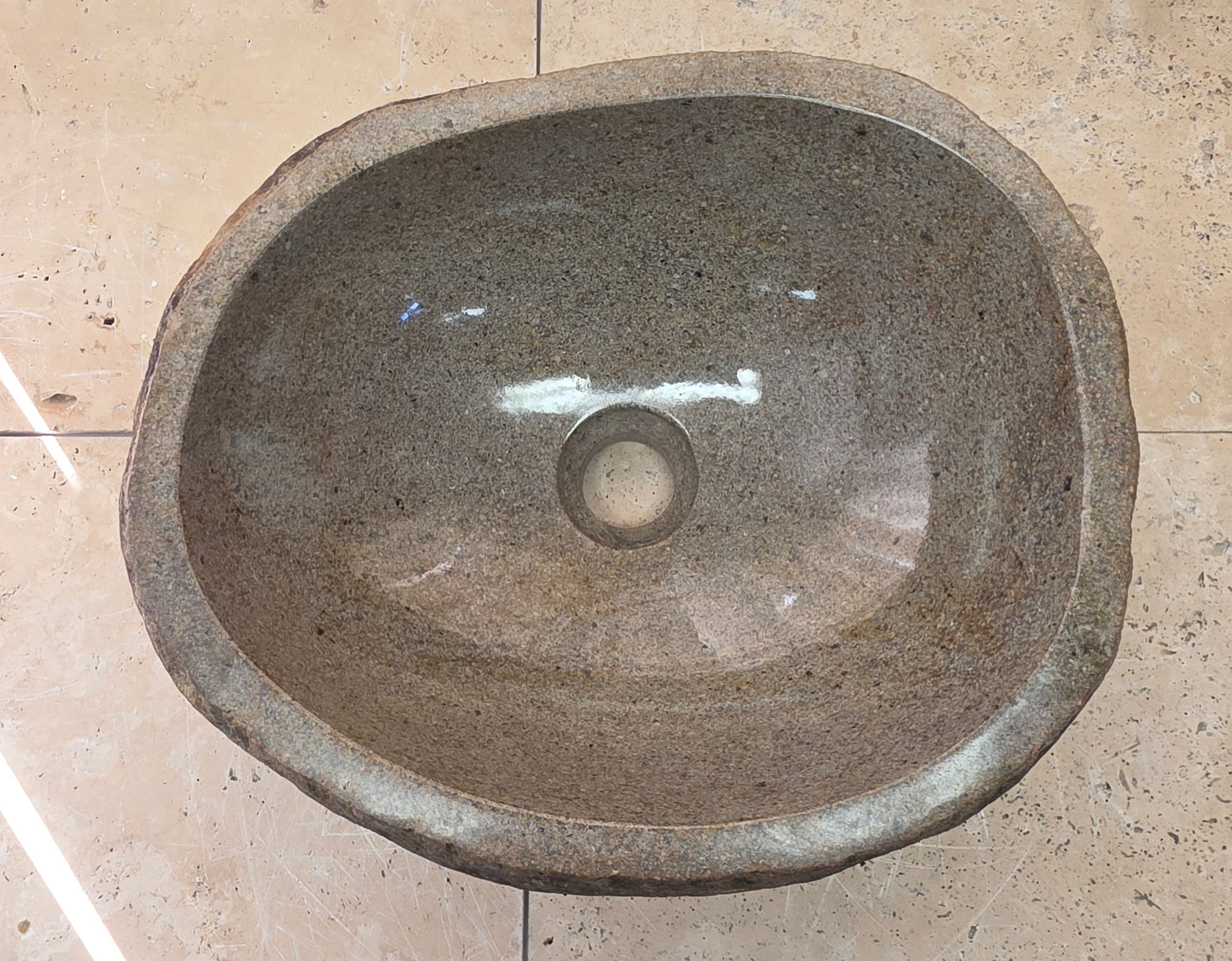 Handmade Natural Oval River Stone  Bathroom Basin  RS 25072049