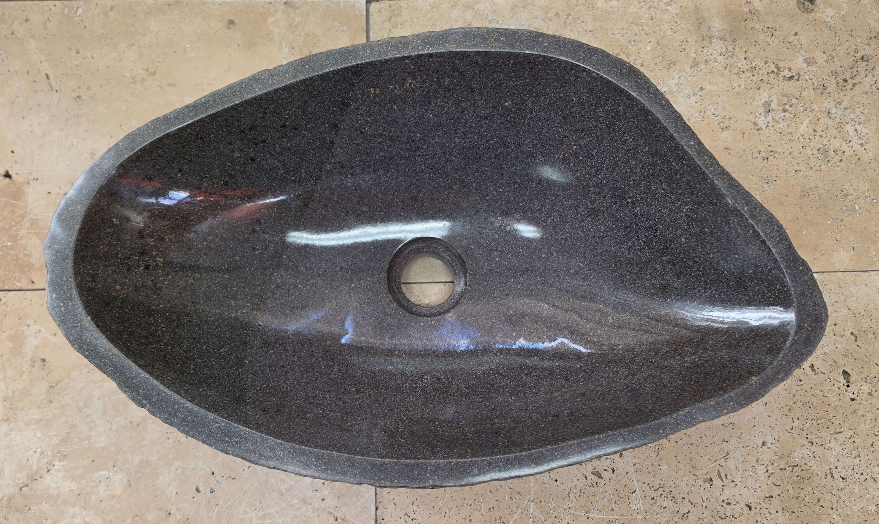 Handmade Natural Oval River Stone  Bathroom Basin  RL 25072031