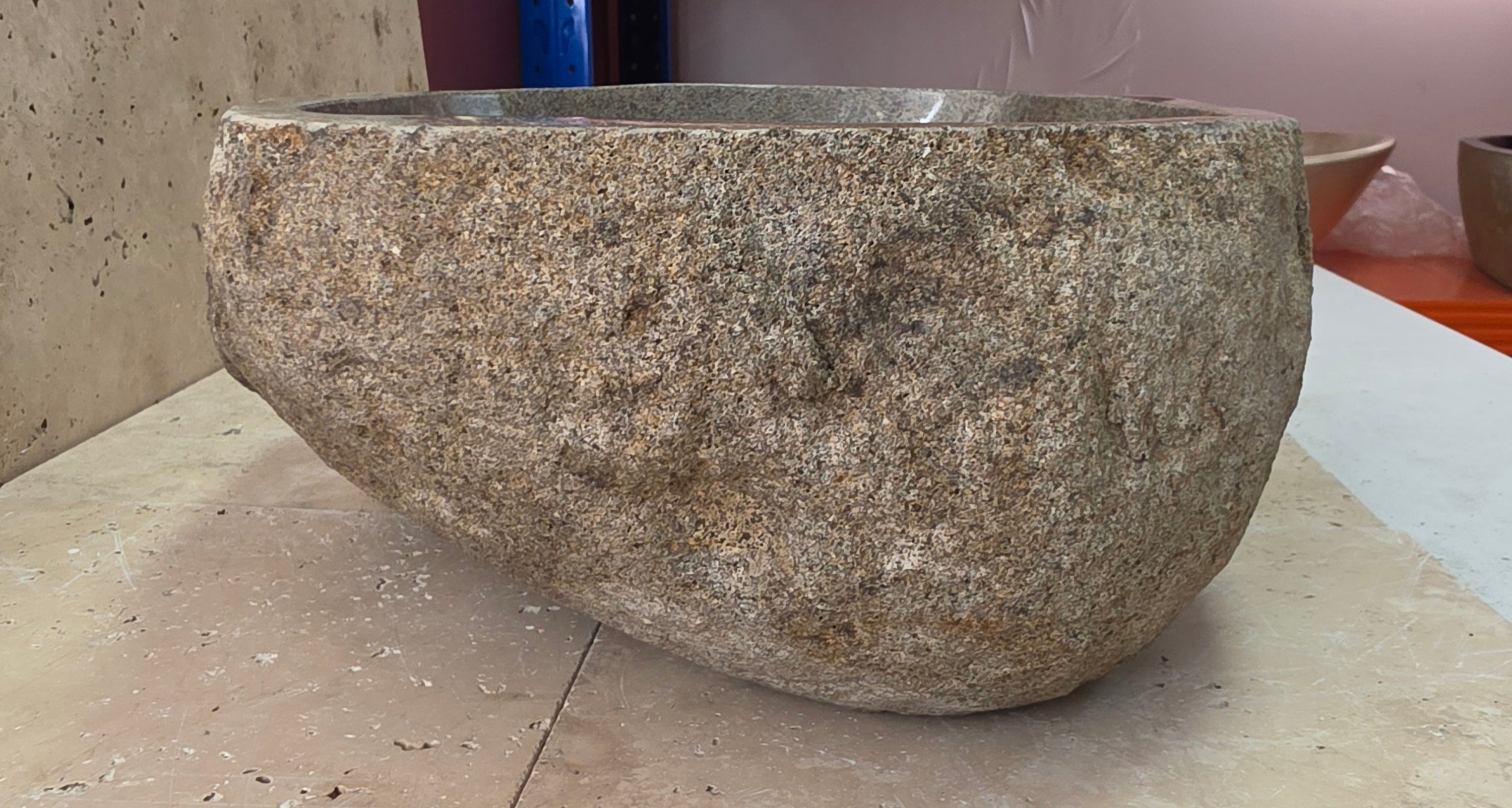 Handmade Natural Oval River Stone  Bathroom Basin  RM 25072016