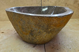 Handmade Natural Oval River Stone  Bathroom Basin  RS 2409030
