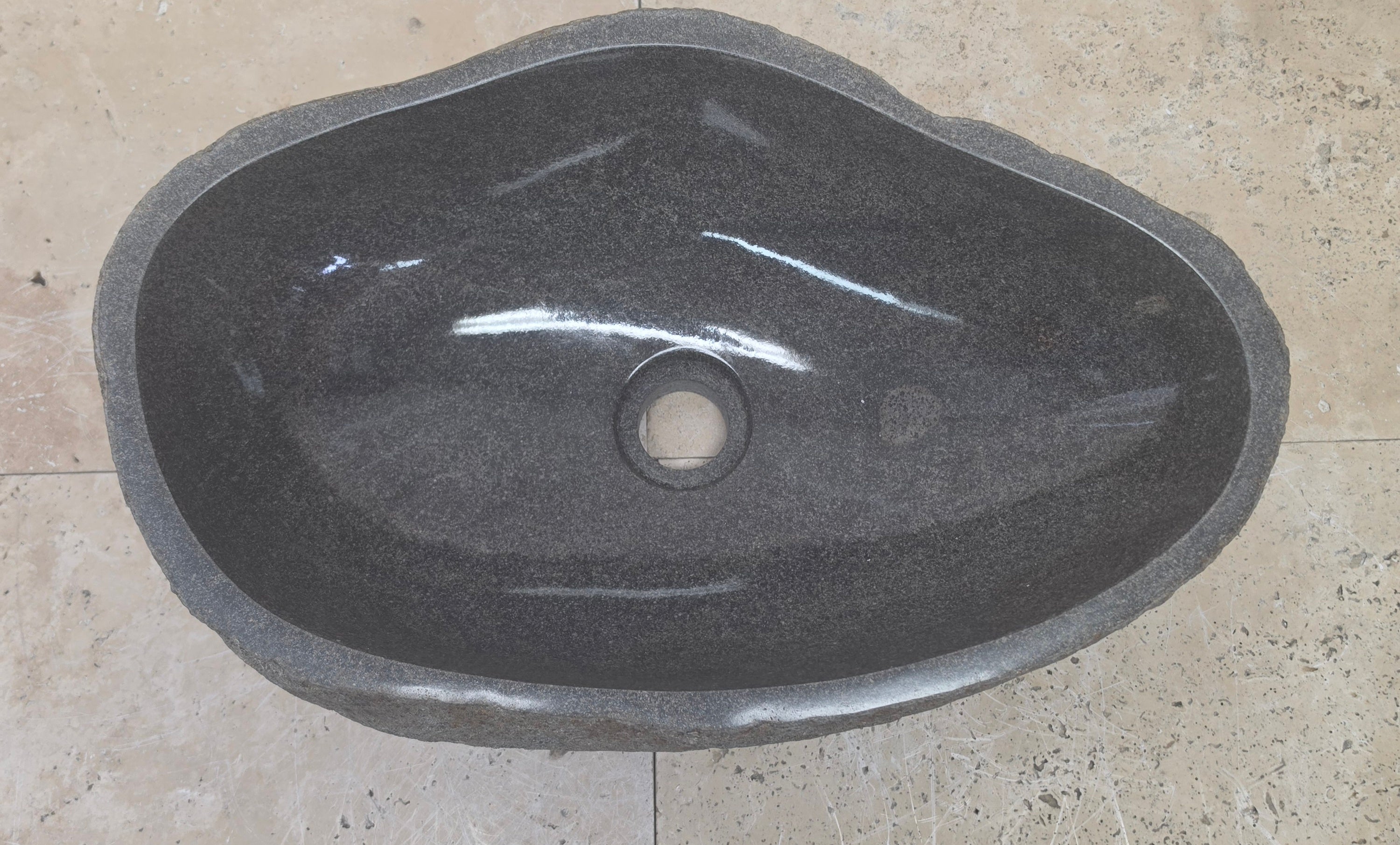 Handmade Natural Oval River Stone  Bathroom Basin  RM 25072071