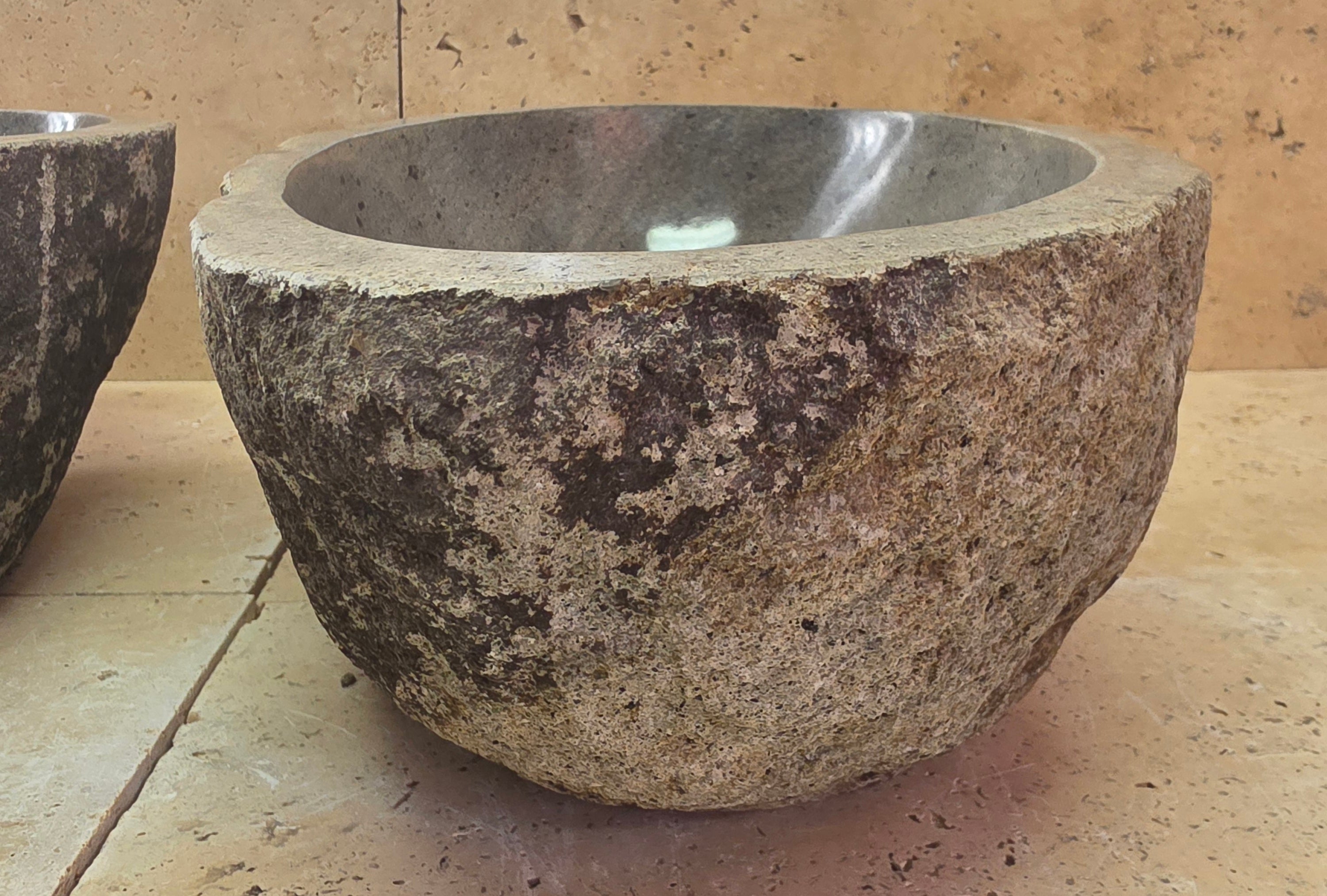 Handmade Natural Oval River Stone  Bathroom Basin TWIN SETS A & B RM 25072050