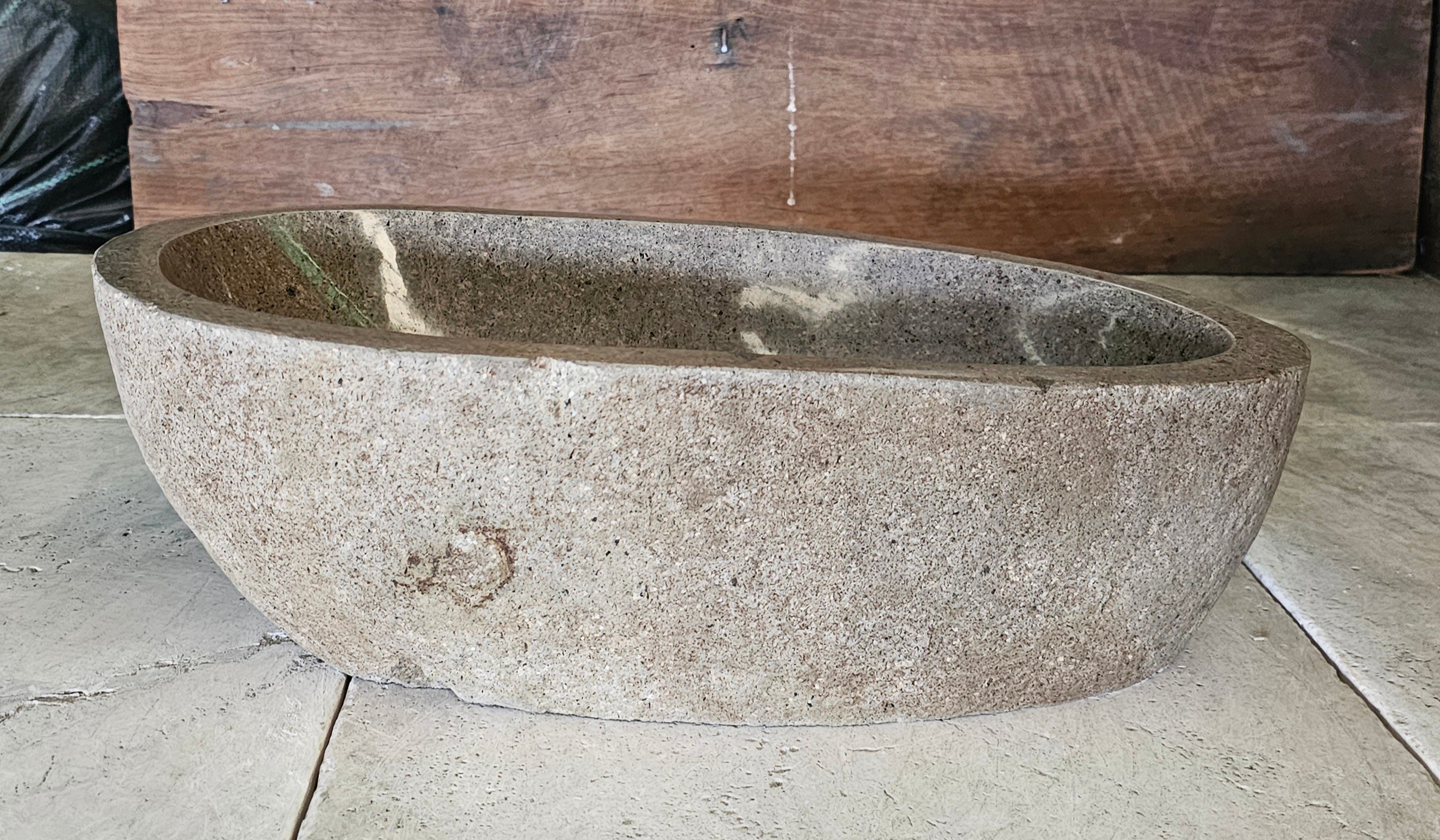 Handmade Natural Oval River Stone  Bathroom Basin  RL 2409220